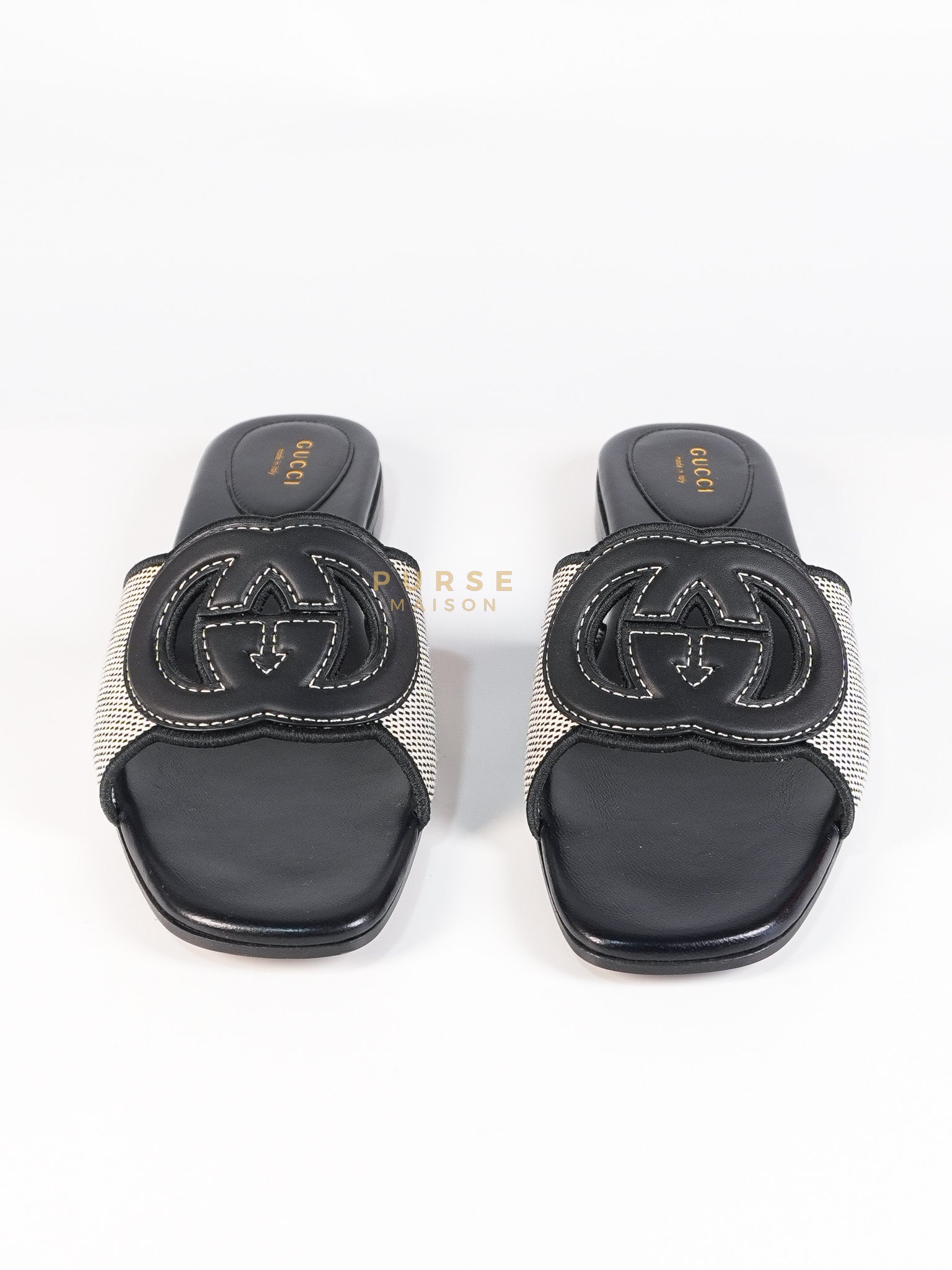 Interlocking G Slide Sandals in Black Size 39 EU (24.5cm) | Purse Maison Luxury Bags Shop