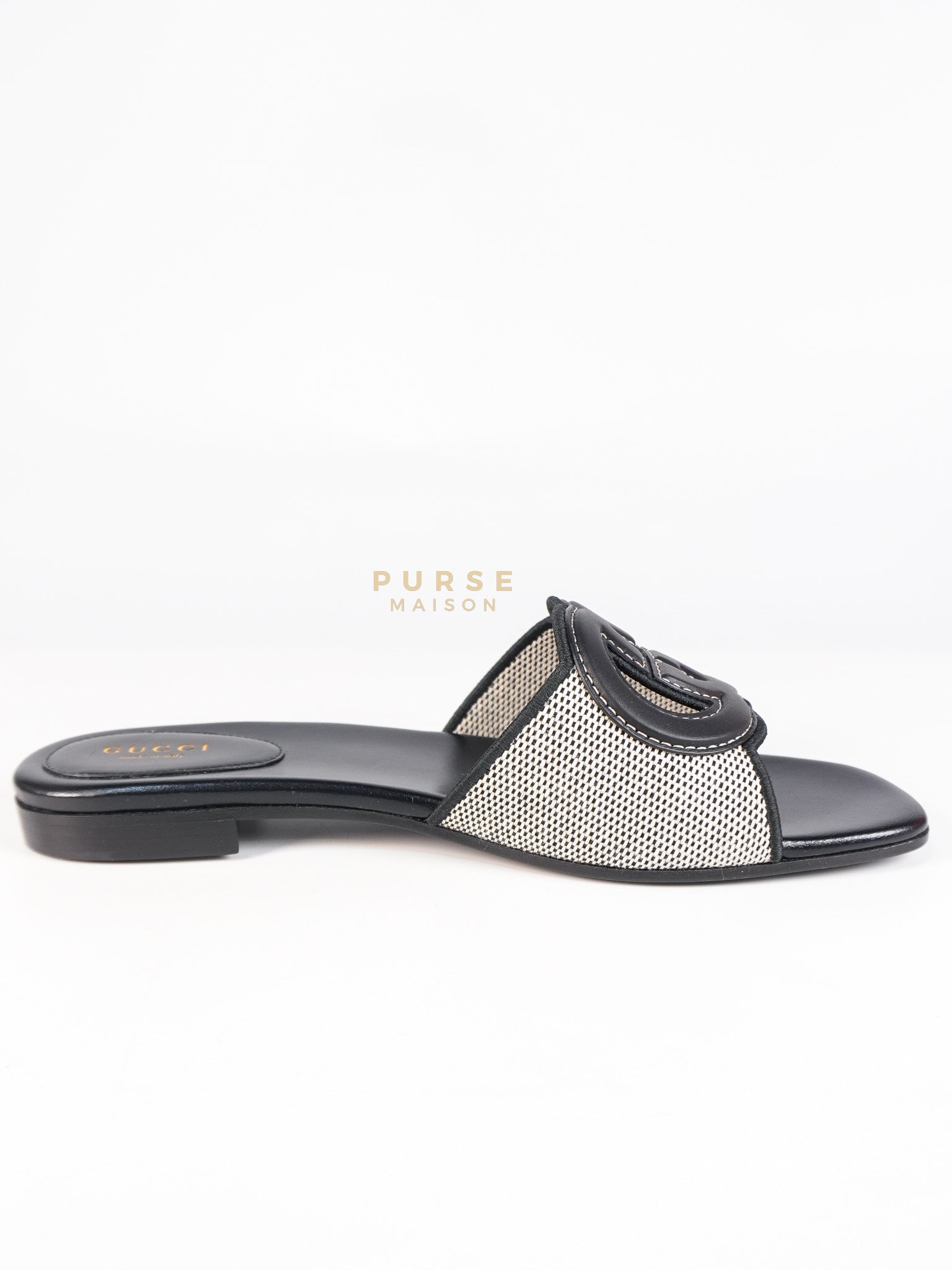 Interlocking G Slide Sandals in Black Size 39 EU (24.5cm) | Purse Maison Luxury Bags Shop