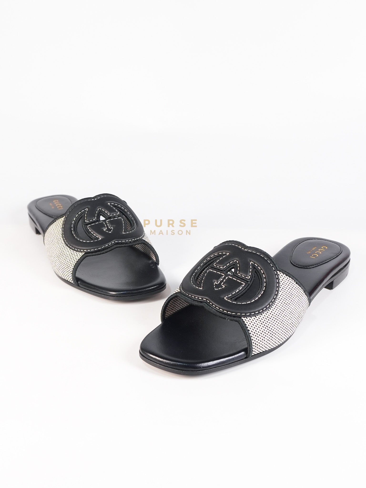 Interlocking G Slide Sandals in Black Size 39 EU (24.5cm) | Purse Maison Luxury Bags Shop