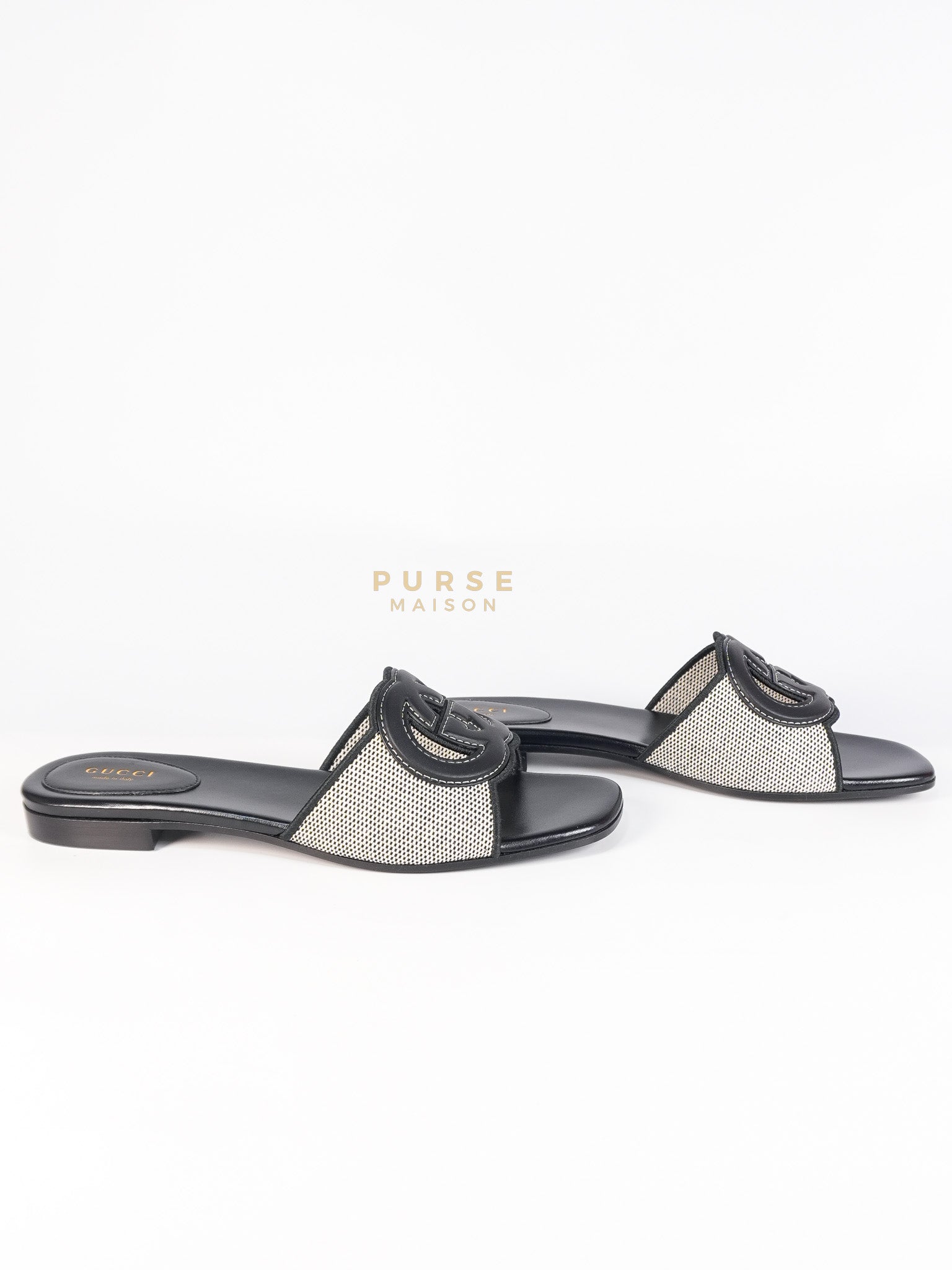 Interlocking G Slide Sandals in Black Size 39 EU (24.5cm) | Purse Maison Luxury Bags Shop