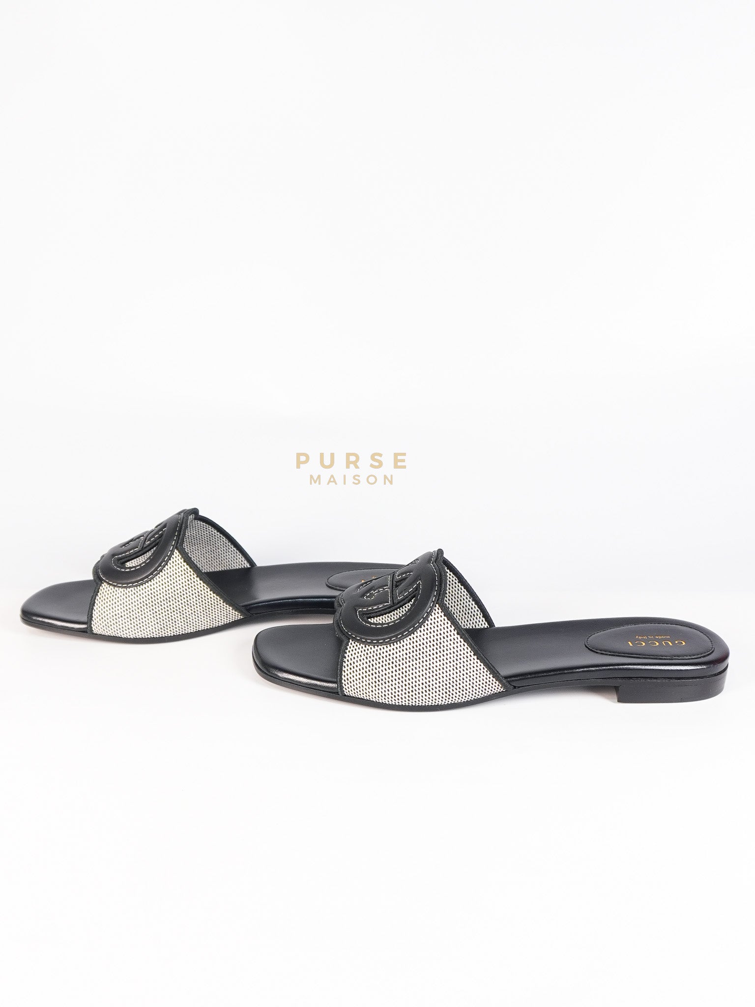 Interlocking G Slide Sandals in Black Size 39 EU (24.5cm) | Purse Maison Luxury Bags Shop