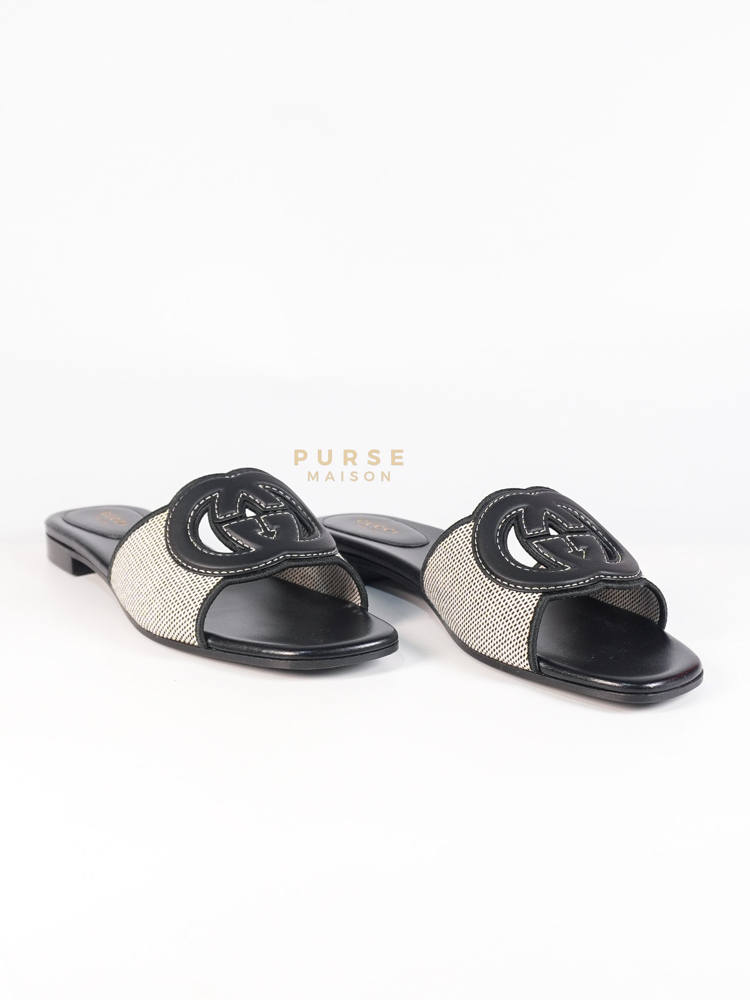 Interlocking G Slide Sandals in Black Size 39 EU (24.5cm) | Purse Maison Luxury Bags Shop