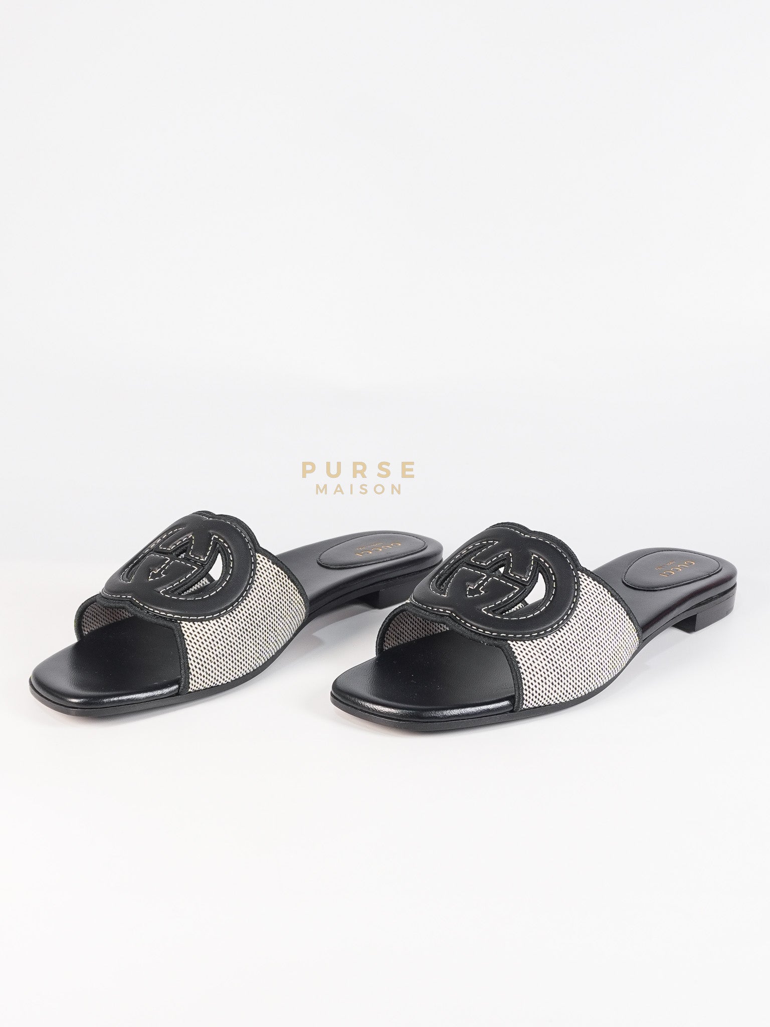 Interlocking G Slide Sandals in Black Size 39 EU (24.5cm) | Purse Maison Luxury Bags Shop