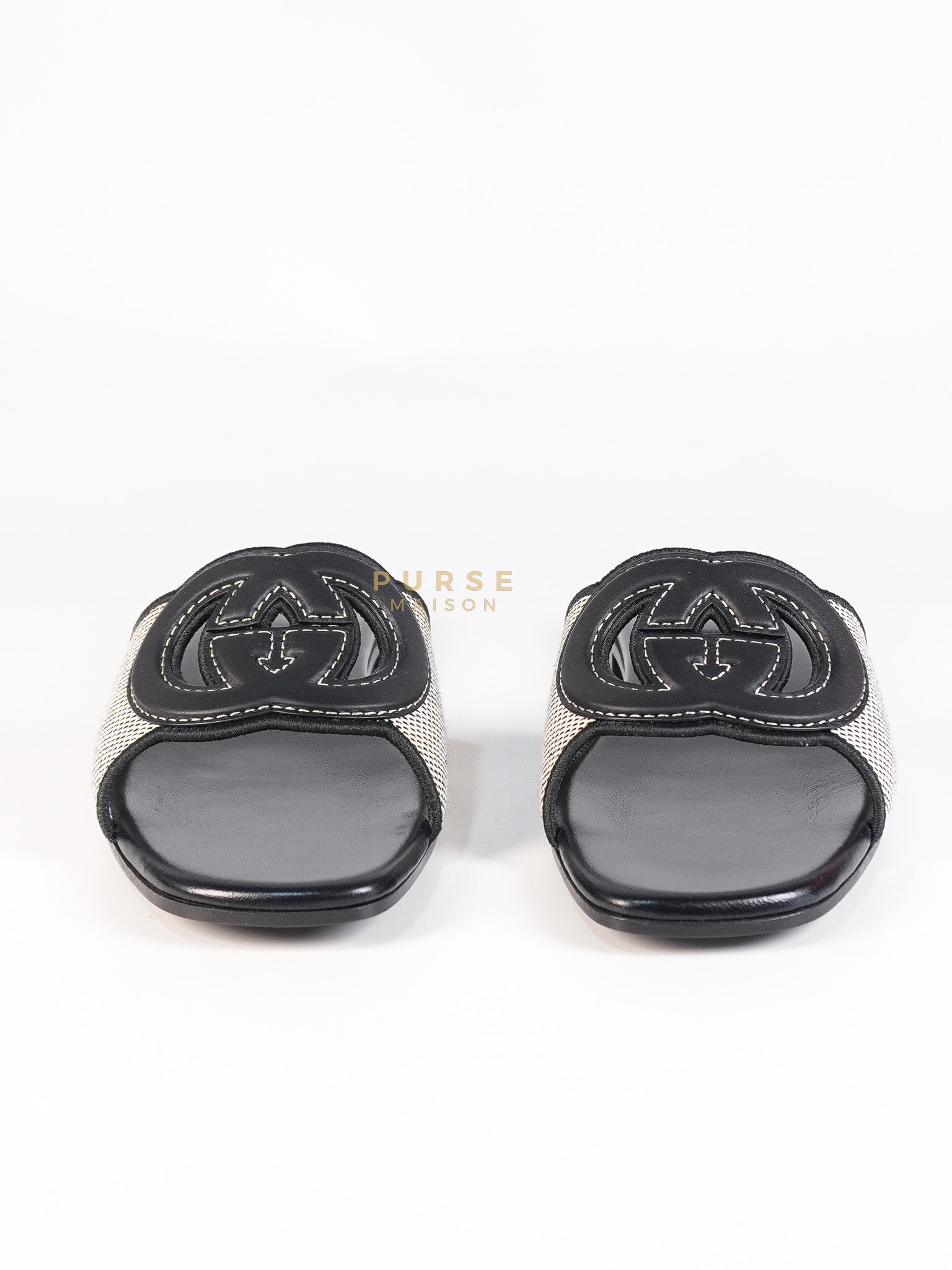Interlocking G Slide Sandals in Black Size 39 EU (24.5cm) | Purse Maison Luxury Bags Shop