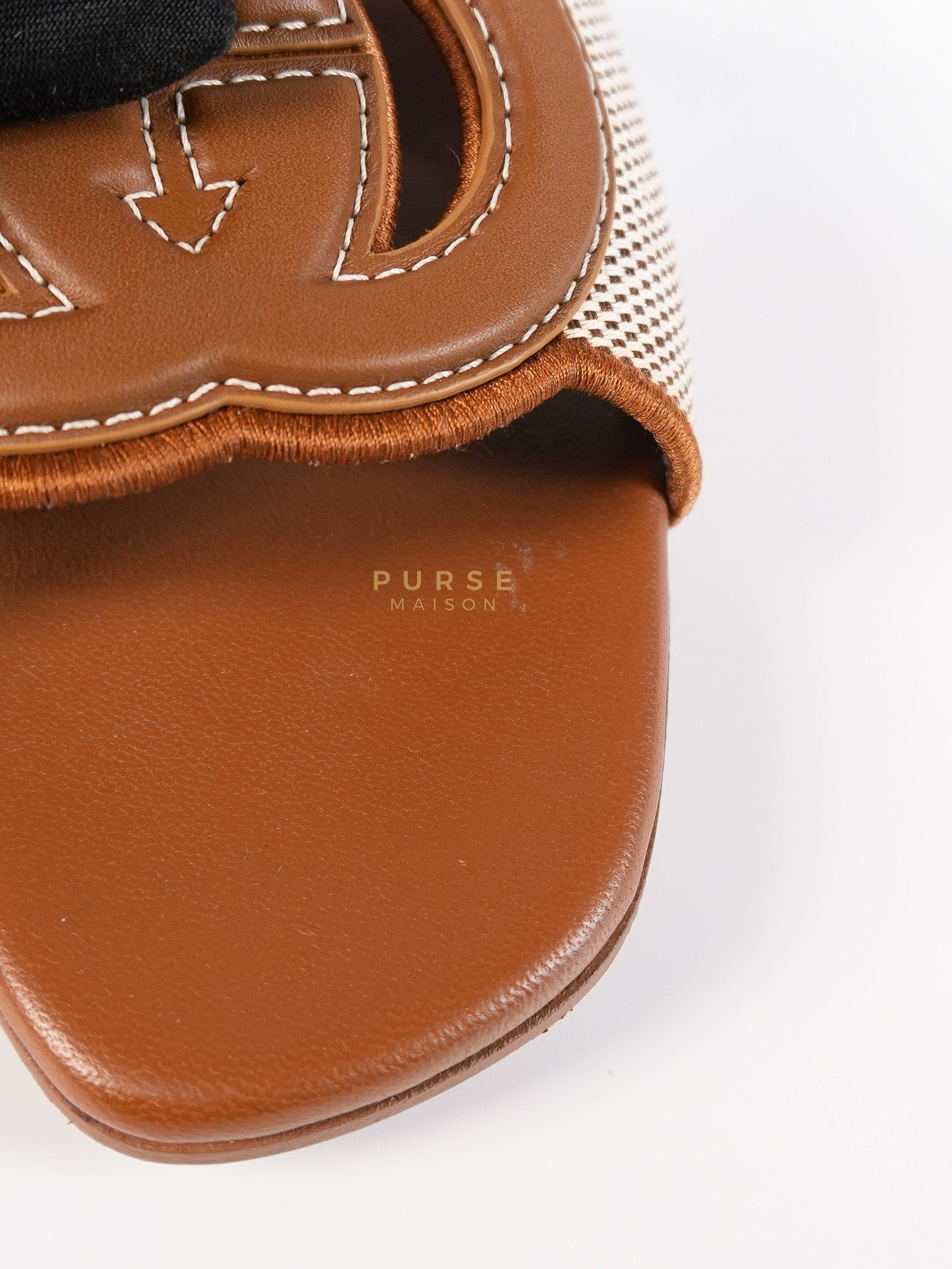 Interlocking G Slide Sandlas in Tan Size 37 EU (23cm) | Purse Maison Luxury Bags Shop