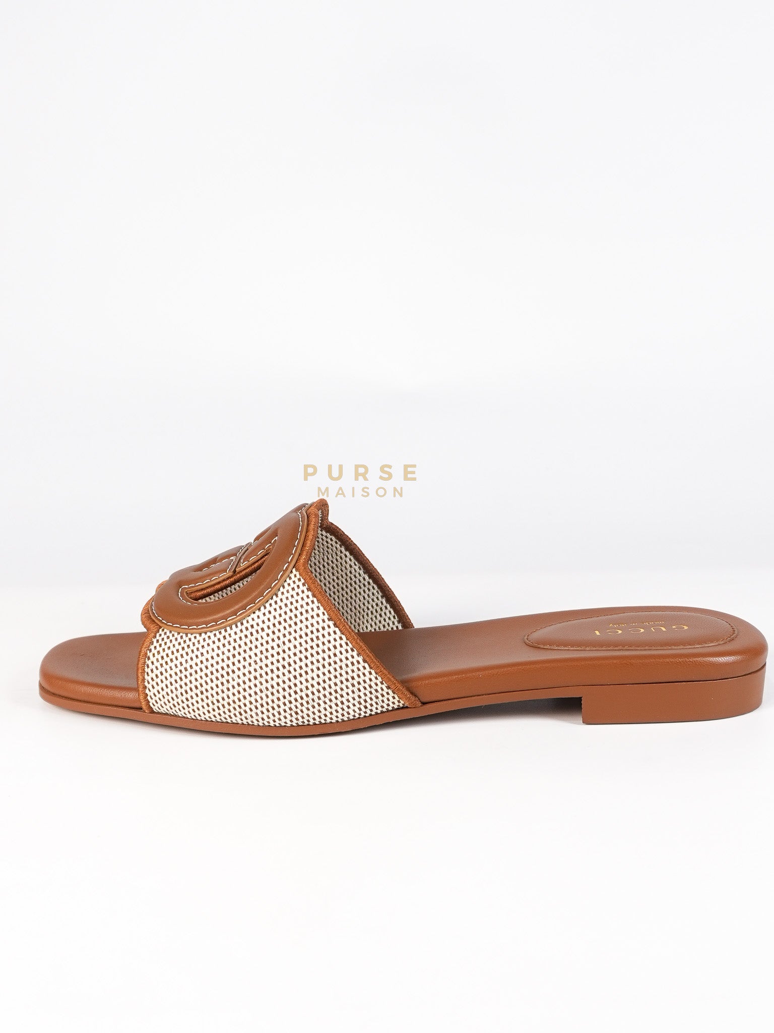 Interlocking G Slide Sandlas in Tan Size 37 EU (23cm) | Purse Maison Luxury Bags Shop