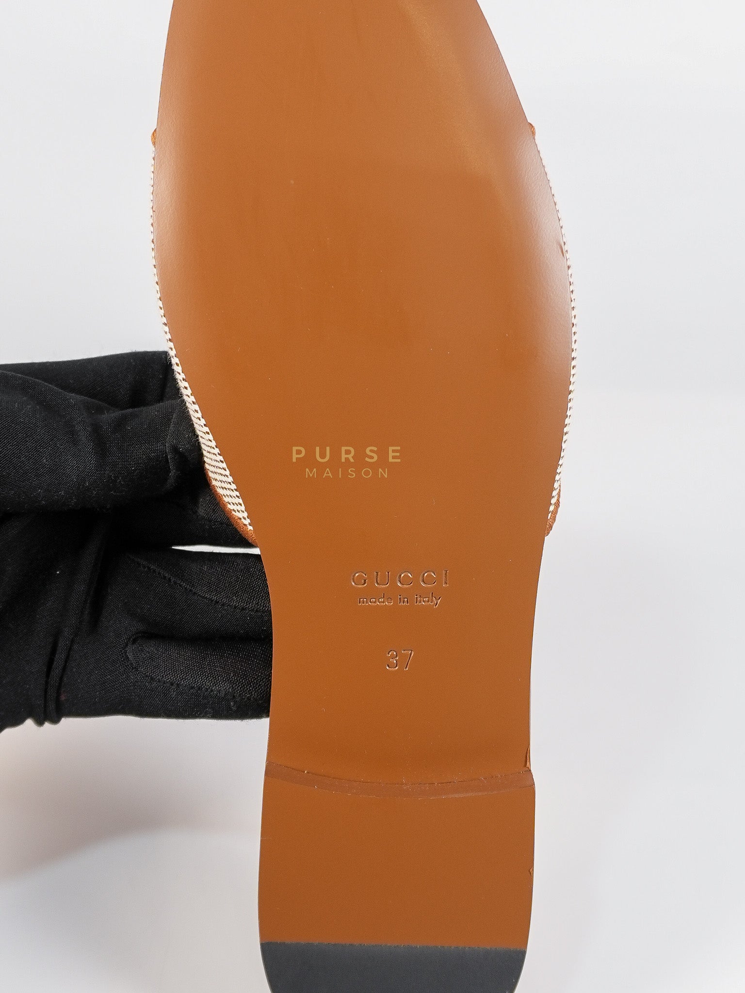 Interlocking G Slide Sandlas in Tan Size 37 EU (23cm) | Purse Maison Luxury Bags Shop