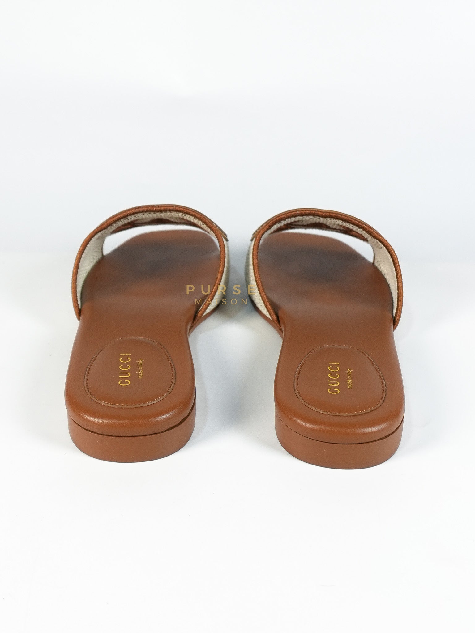 Interlocking G Slide Sandlas in Tan Size 37 EU (23cm) | Purse Maison Luxury Bags Shop