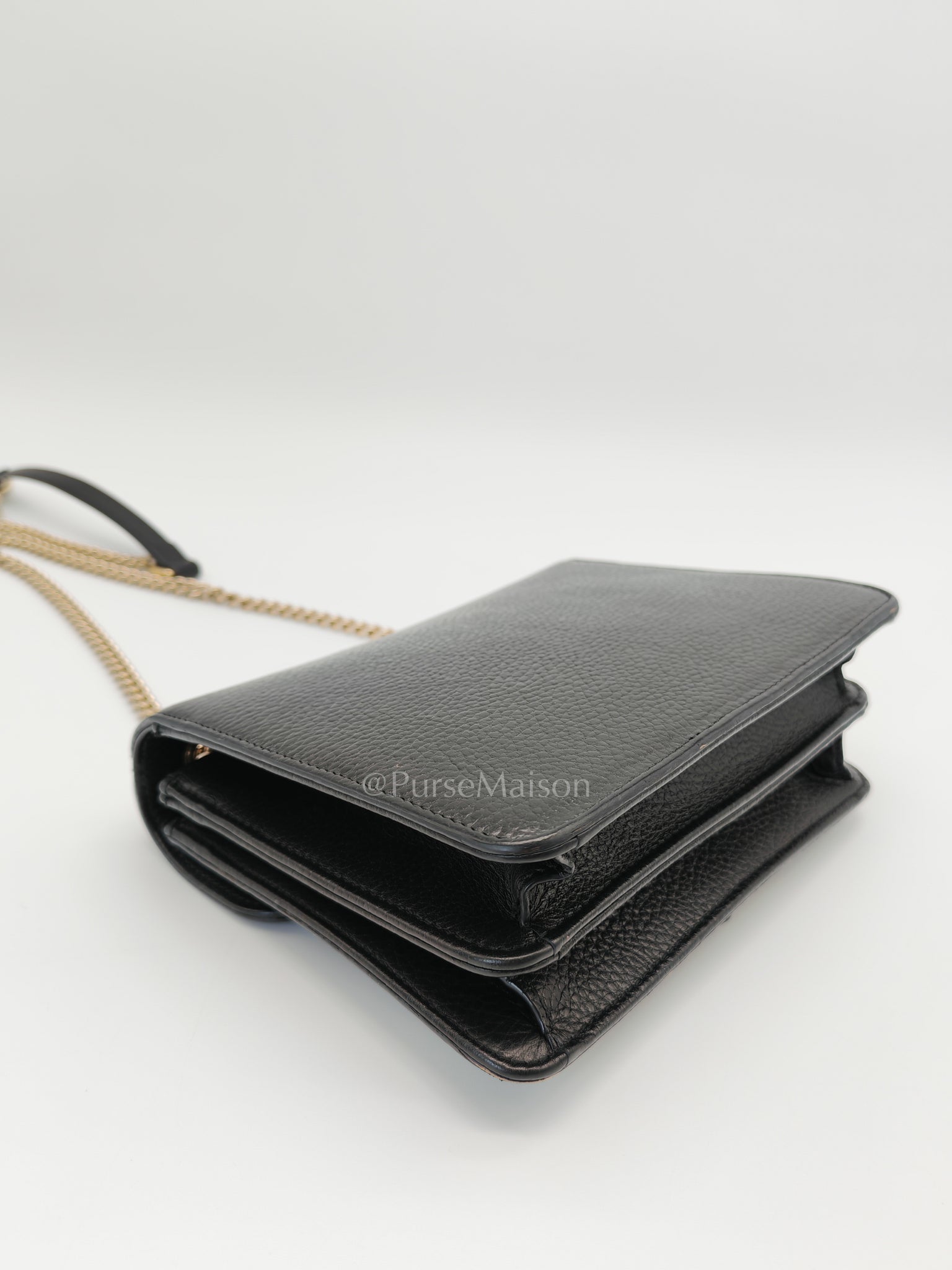 Interlocking G Small Chain Shoulder Bag in Black in Gold Hardware | Purse Maison Luxury Bags Shop