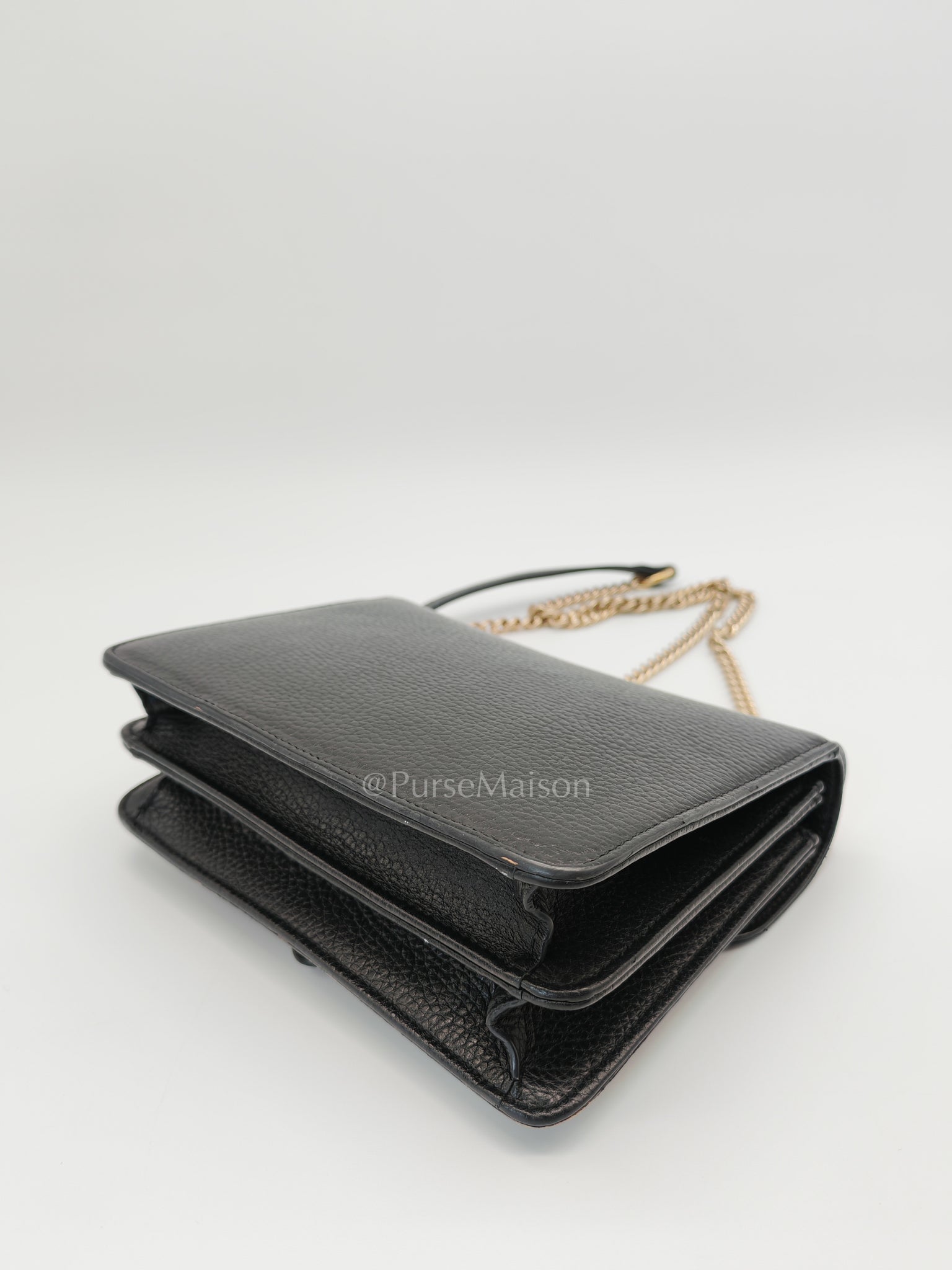 Interlocking G Small Chain Shoulder Bag in Black in Gold Hardware | Purse Maison Luxury Bags Shop