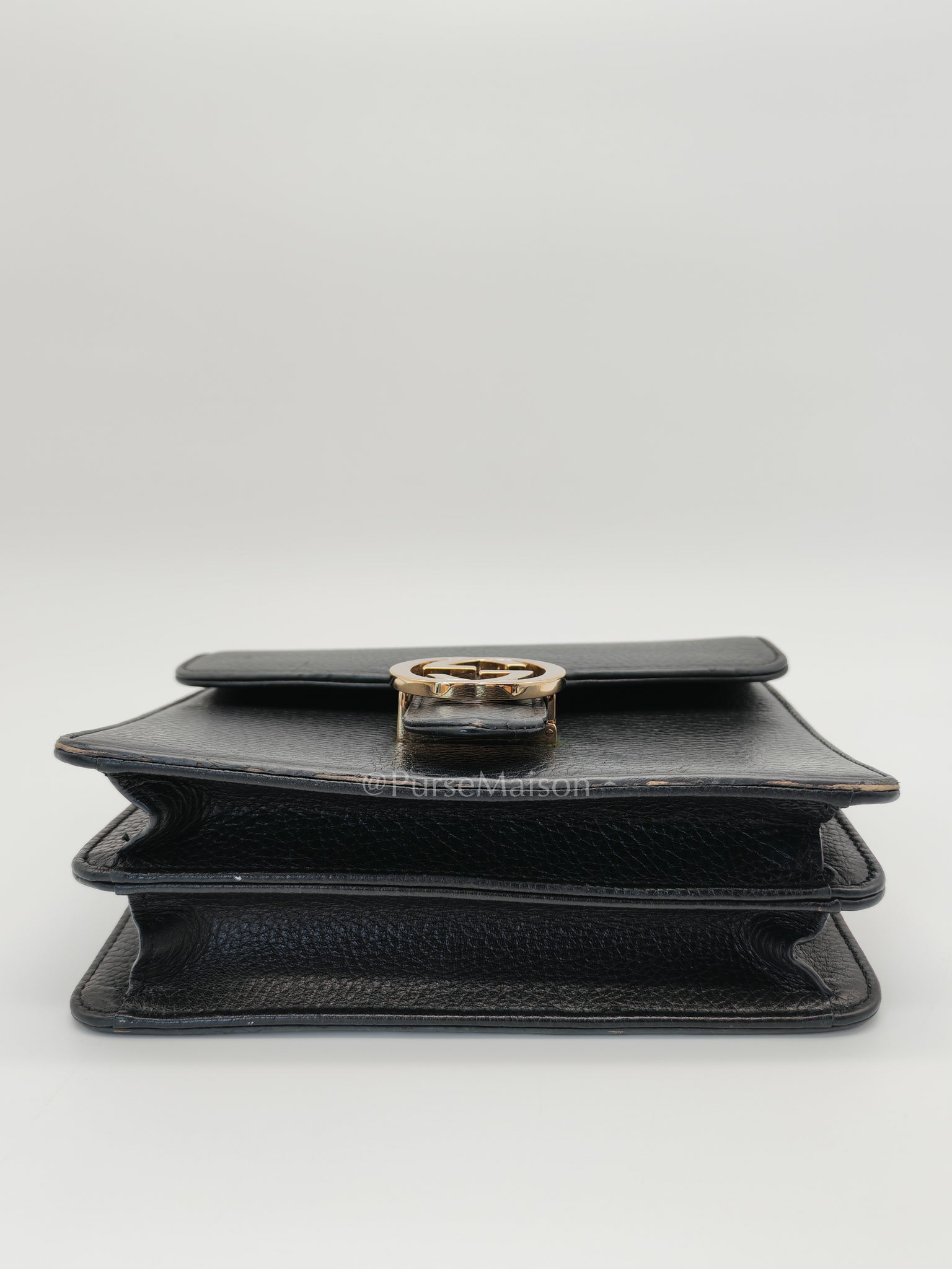 Interlocking G Small Chain Shoulder Bag in Black in Gold Hardware | Purse Maison Luxury Bags Shop