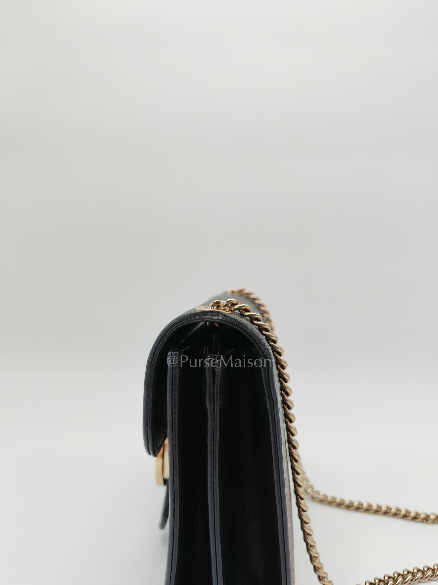 Interlocking G Small Chain Shoulder Bag in Black in Gold Hardware | Purse Maison Luxury Bags Shop