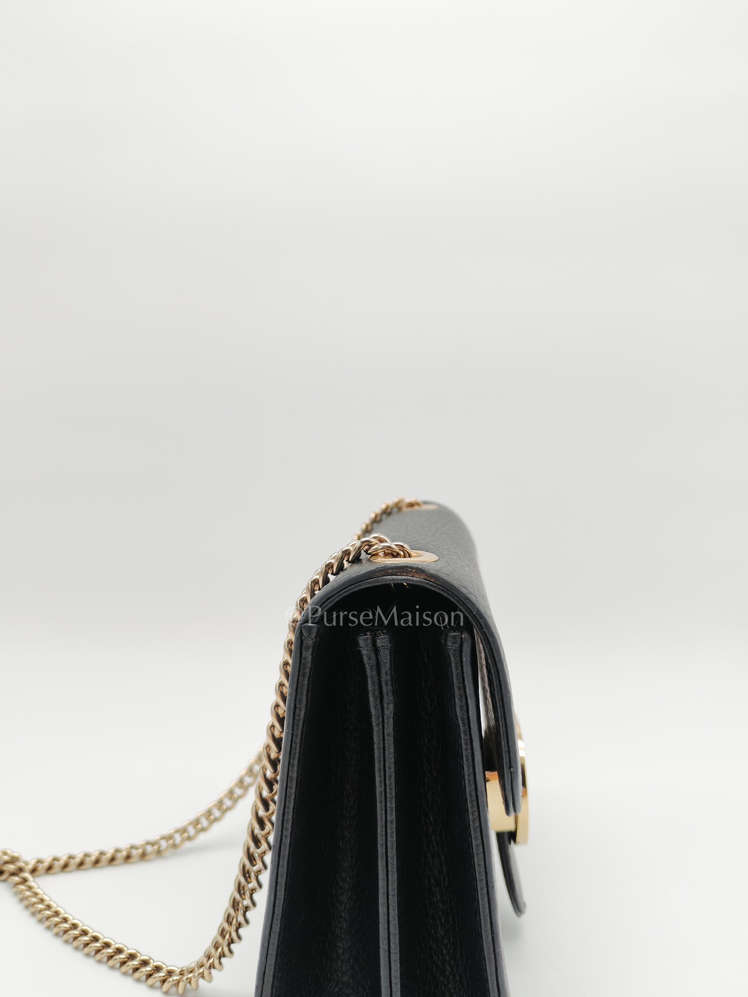 Interlocking G Small Chain Shoulder Bag in Black in Gold Hardware | Purse Maison Luxury Bags Shop