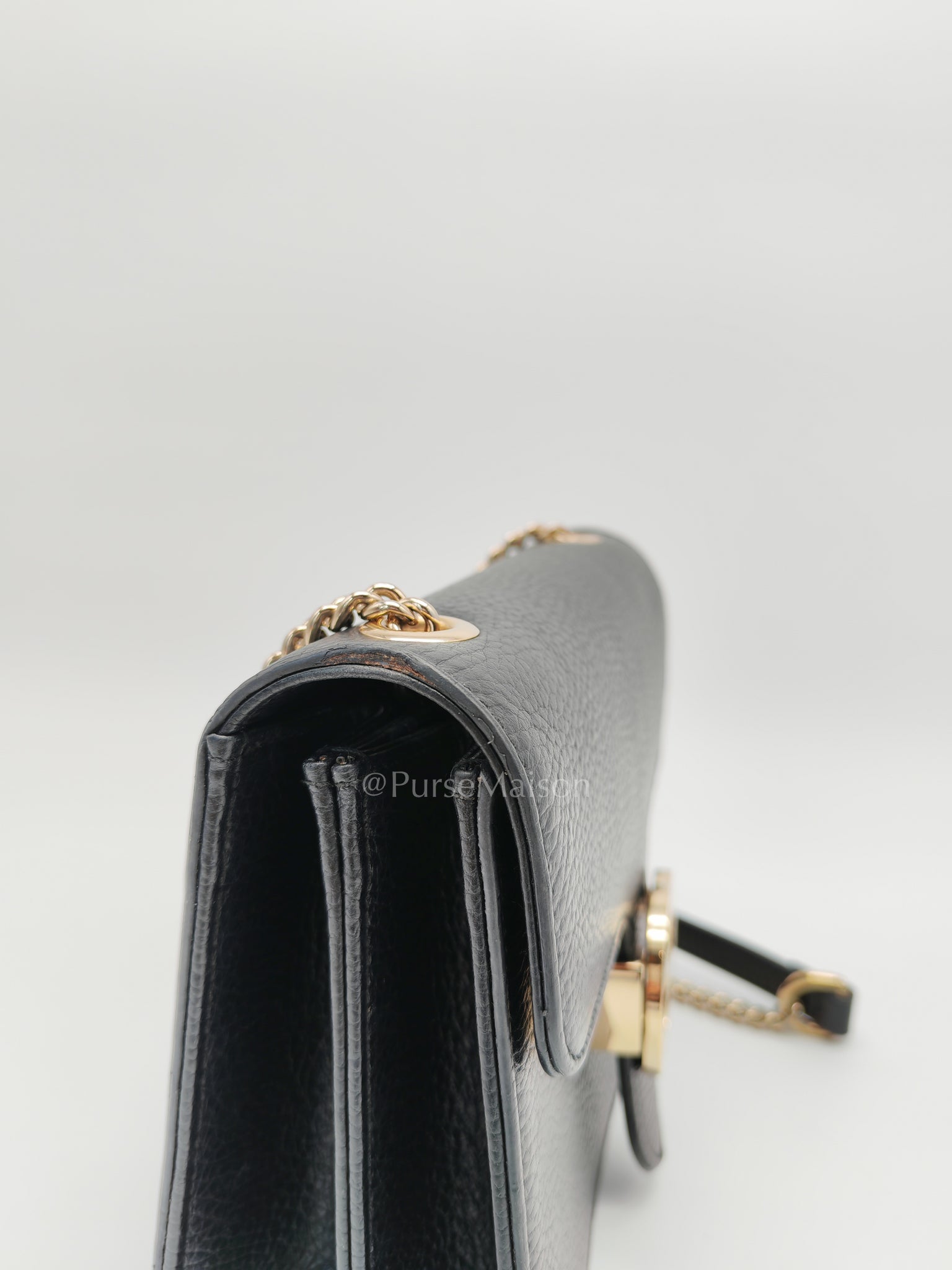 Interlocking G Small Chain Shoulder Bag in Black in Gold Hardware | Purse Maison Luxury Bags Shop
