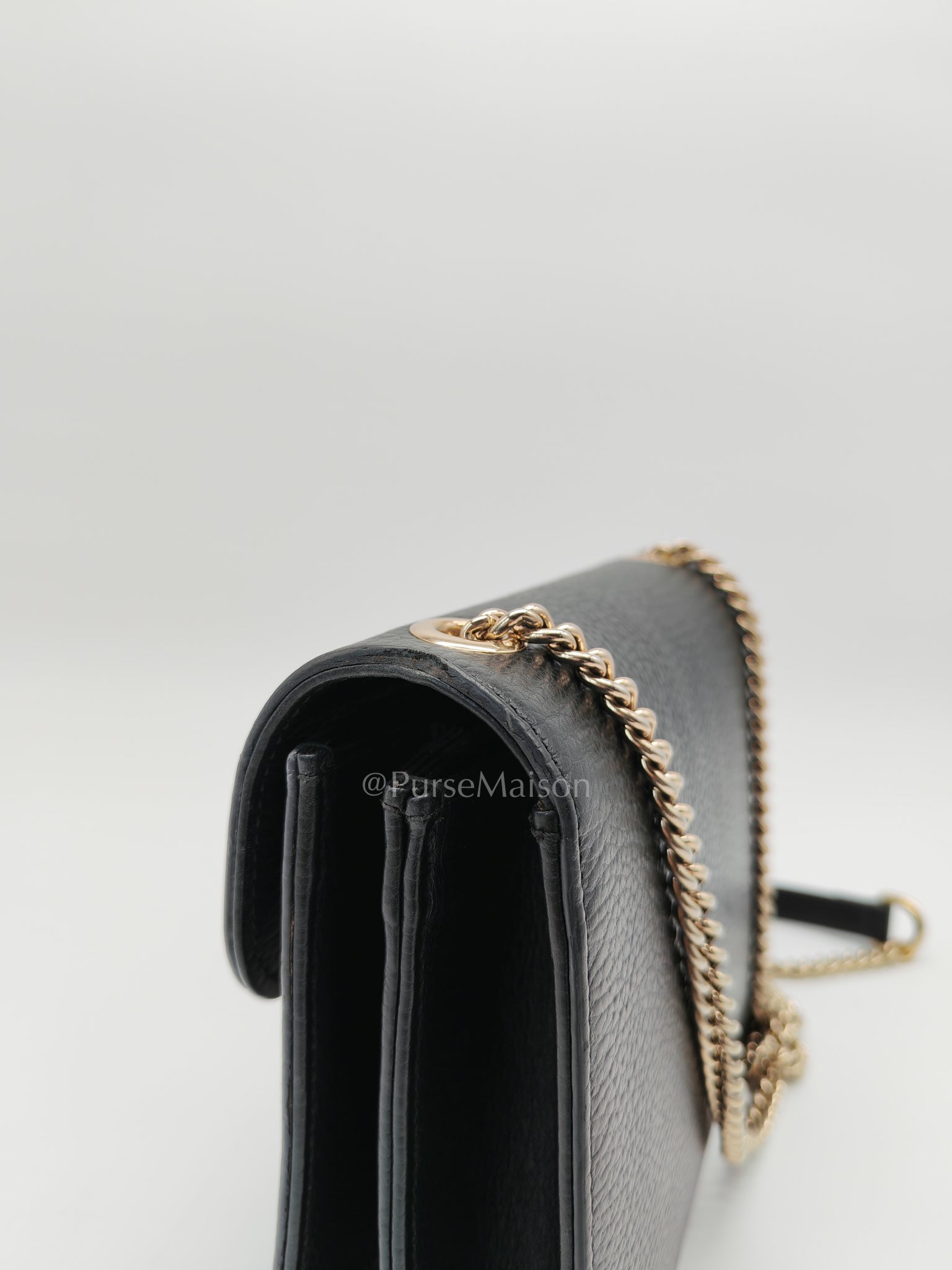 Interlocking G Small Chain Shoulder Bag in Black in Gold Hardware | Purse Maison Luxury Bags Shop