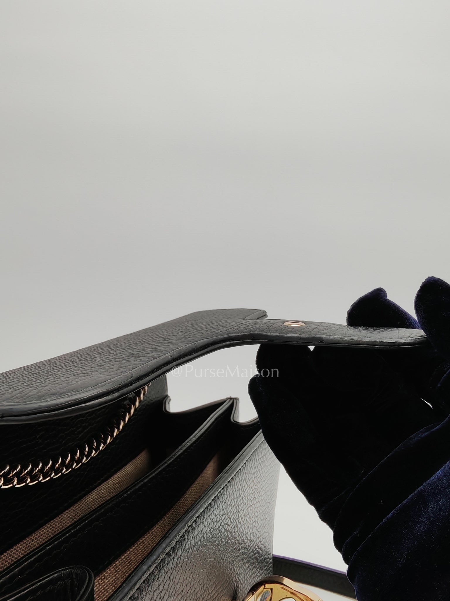 Interlocking G Small Chain Shoulder Bag in Black in Gold Hardware | Purse Maison Luxury Bags Shop