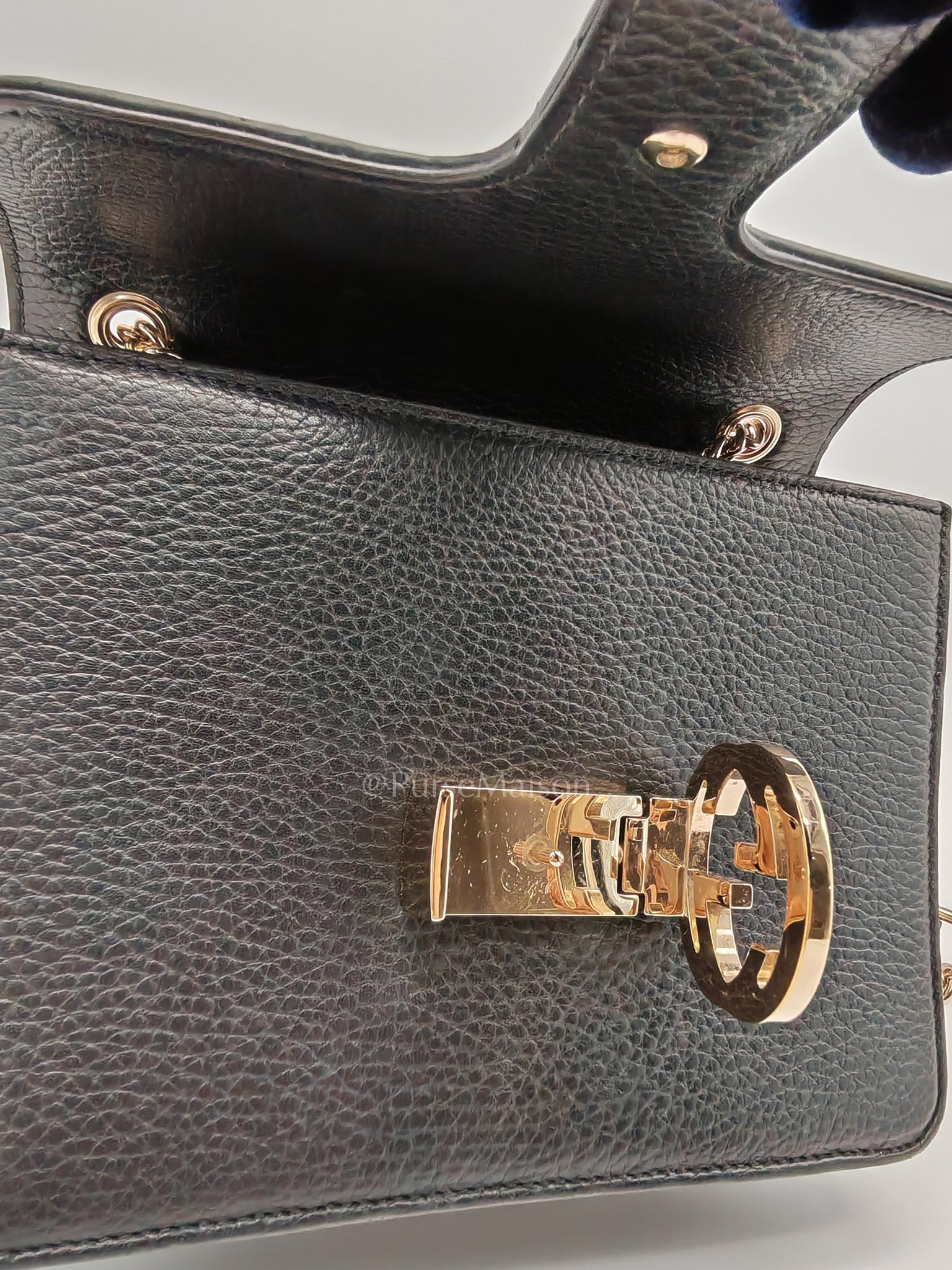 Interlocking G Small Chain Shoulder Bag in Black in Gold Hardware | Purse Maison Luxury Bags Shop