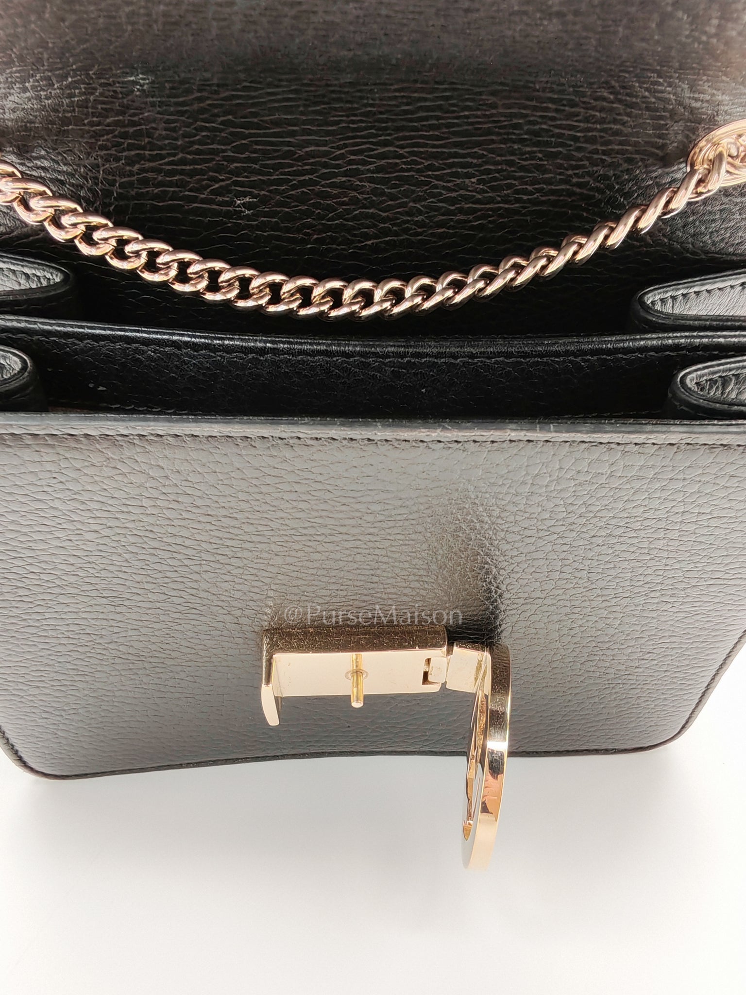 Interlocking G Small Chain Shoulder Bag in Black in Gold Hardware | Purse Maison Luxury Bags Shop