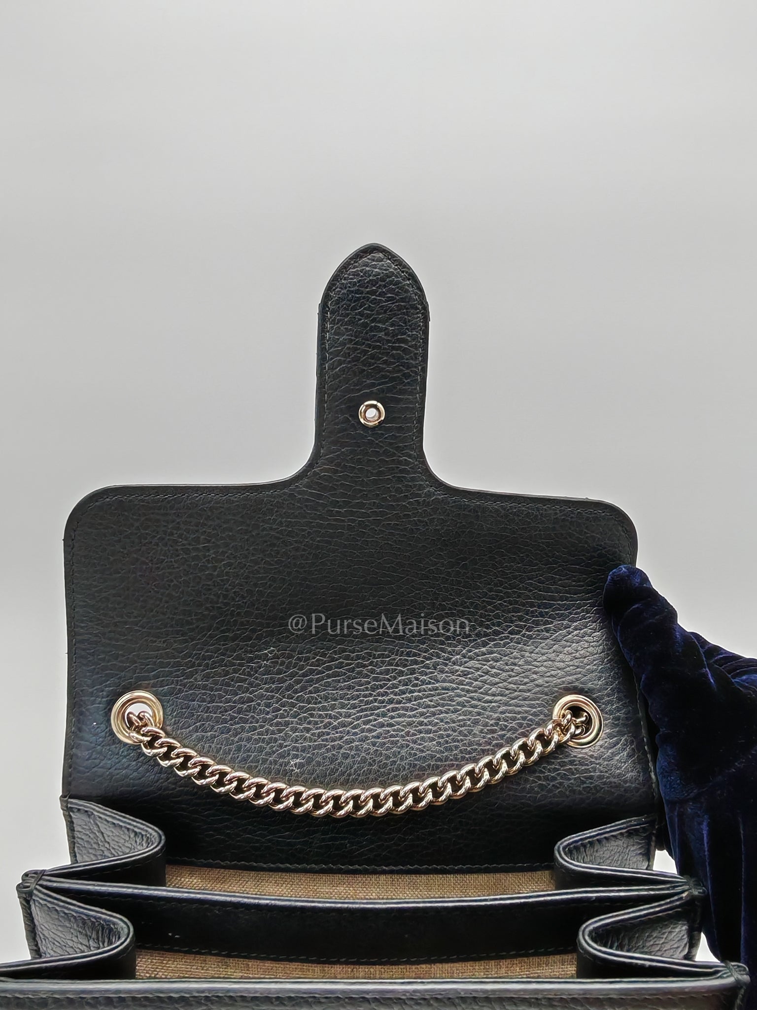 Interlocking G Small Chain Shoulder Bag in Black in Gold Hardware | Purse Maison Luxury Bags Shop