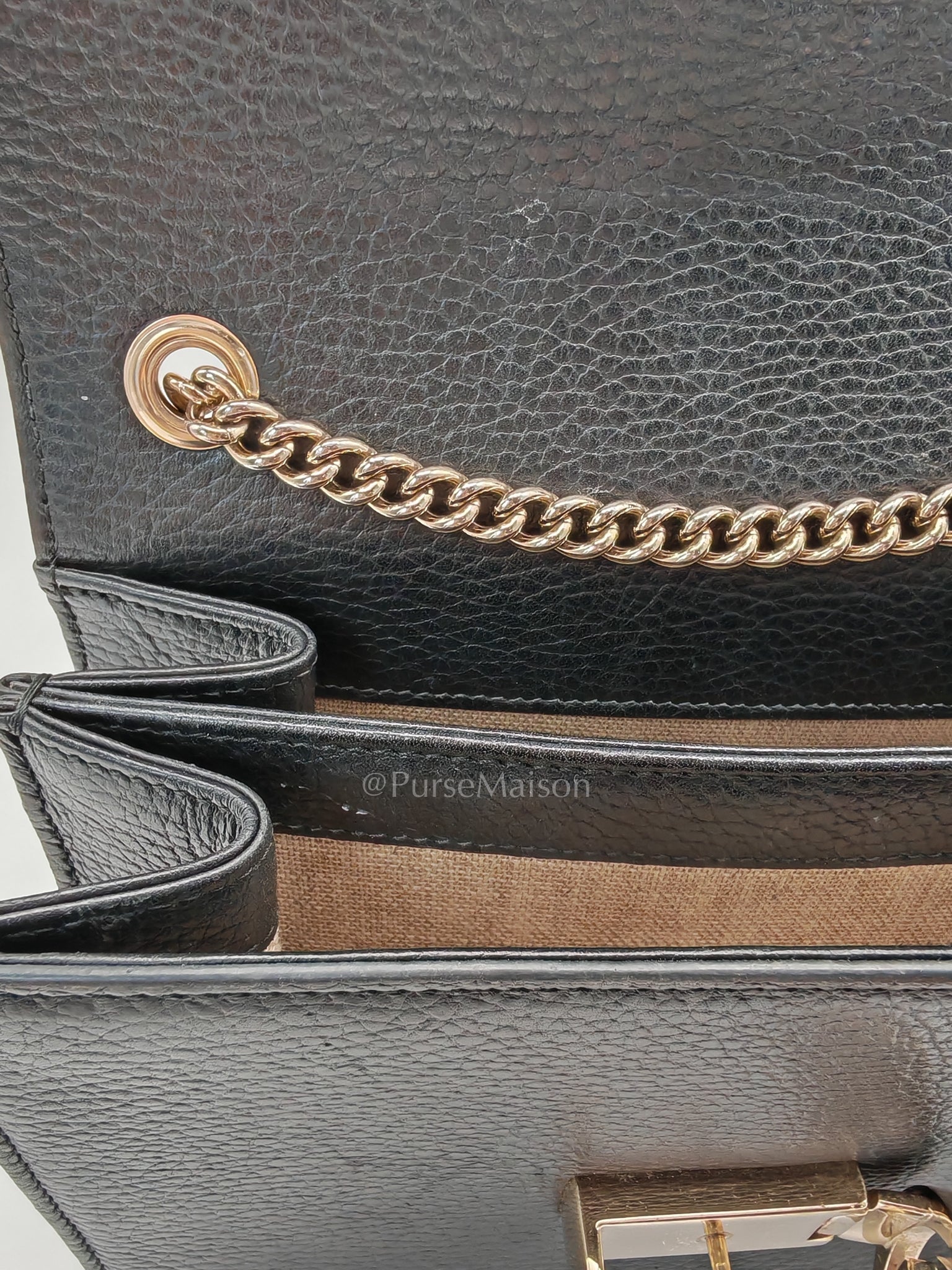 Interlocking G Small Chain Shoulder Bag in Black in Gold Hardware | Purse Maison Luxury Bags Shop