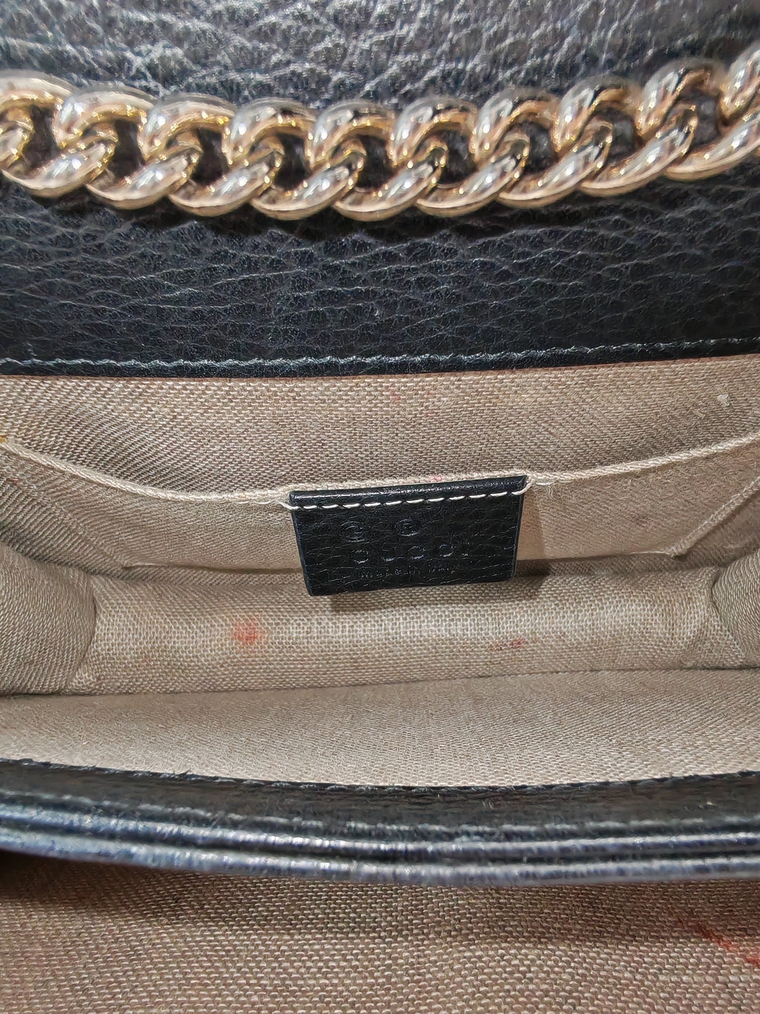 Interlocking G Small Chain Shoulder Bag in Black in Gold Hardware | Purse Maison Luxury Bags Shop