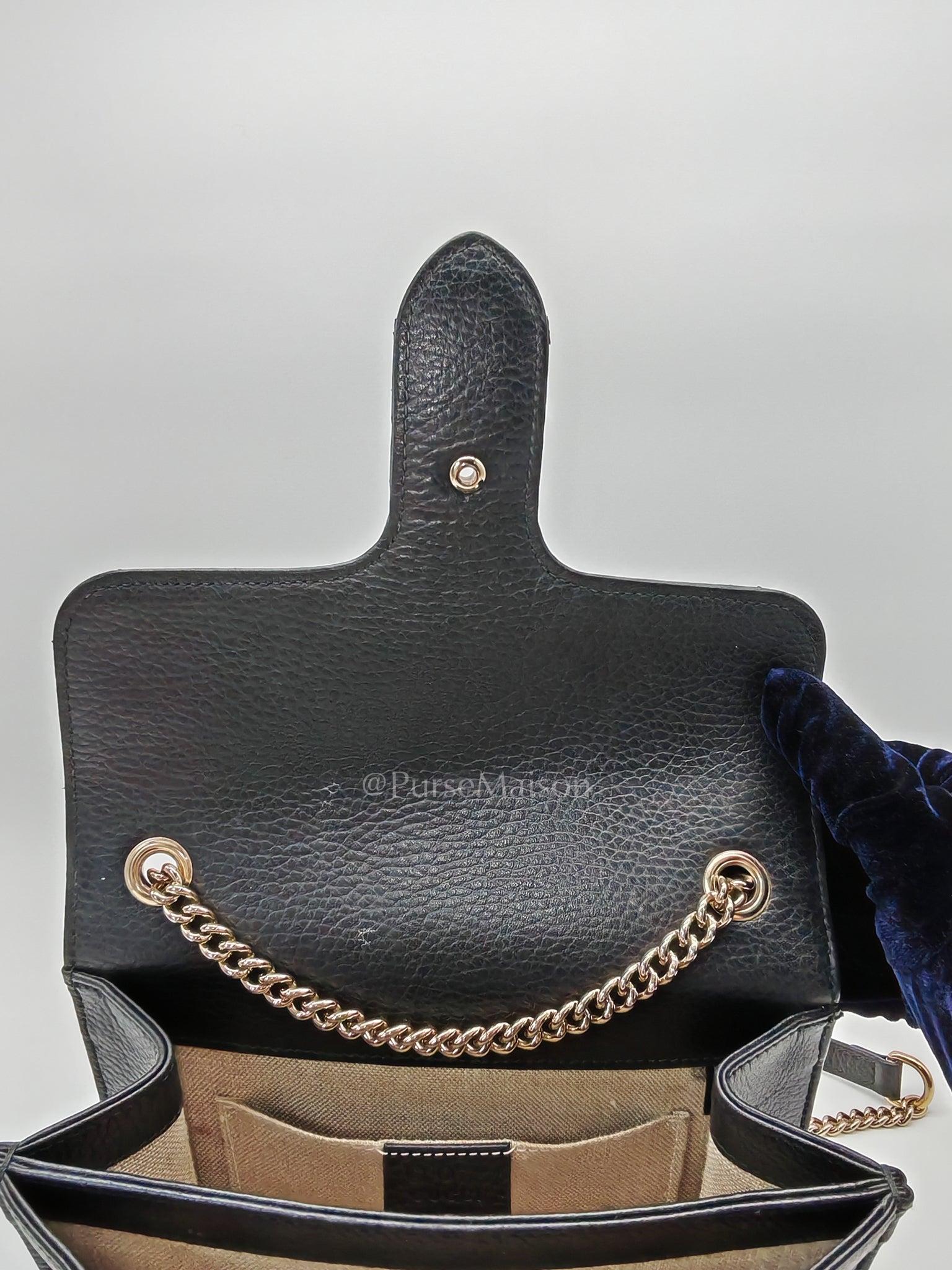 Interlocking G Small Chain Shoulder Bag in Black in Gold Hardware | Purse Maison Luxury Bags Shop