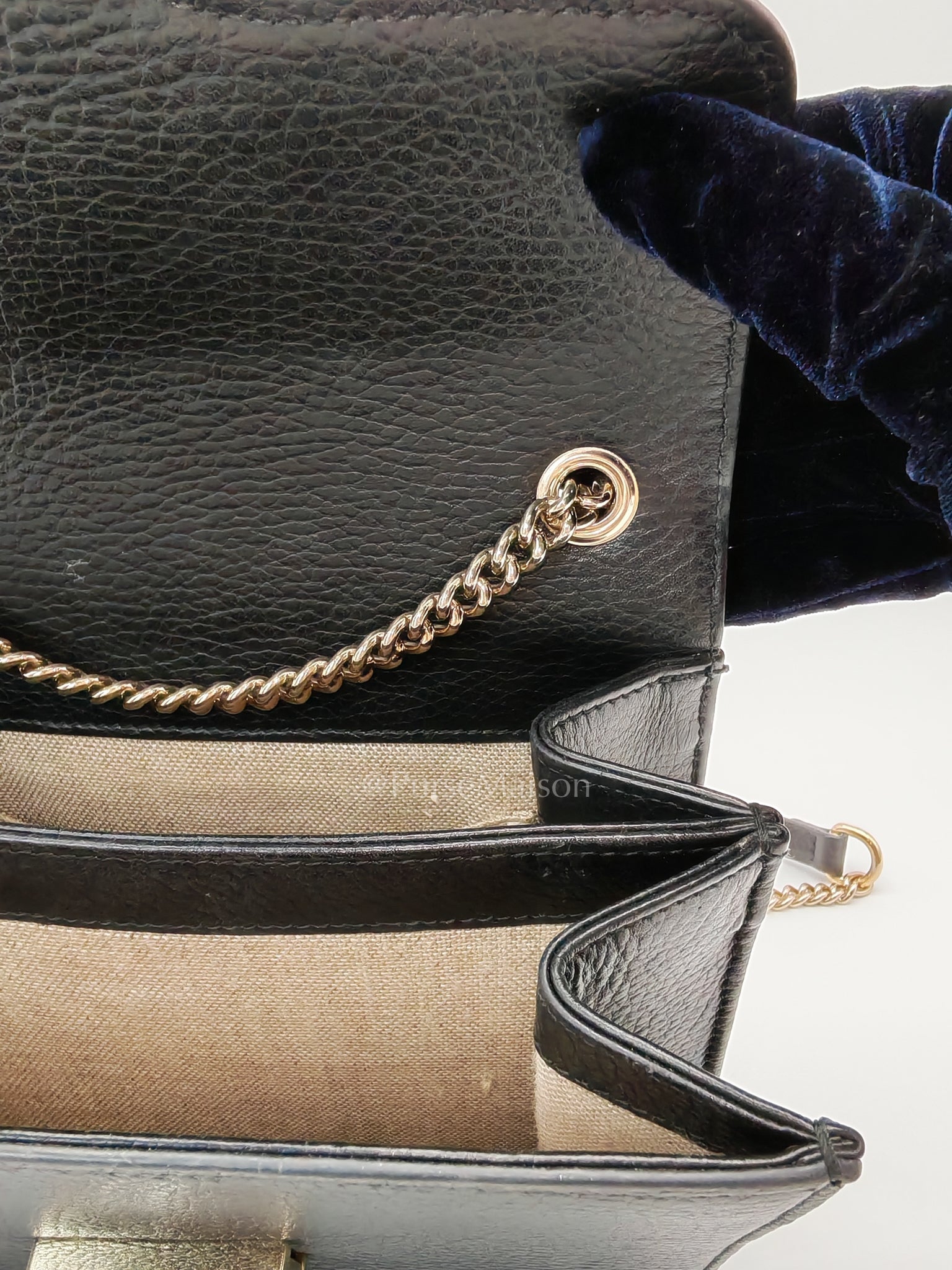 Interlocking G Small Chain Shoulder Bag in Black in Gold Hardware | Purse Maison Luxury Bags Shop