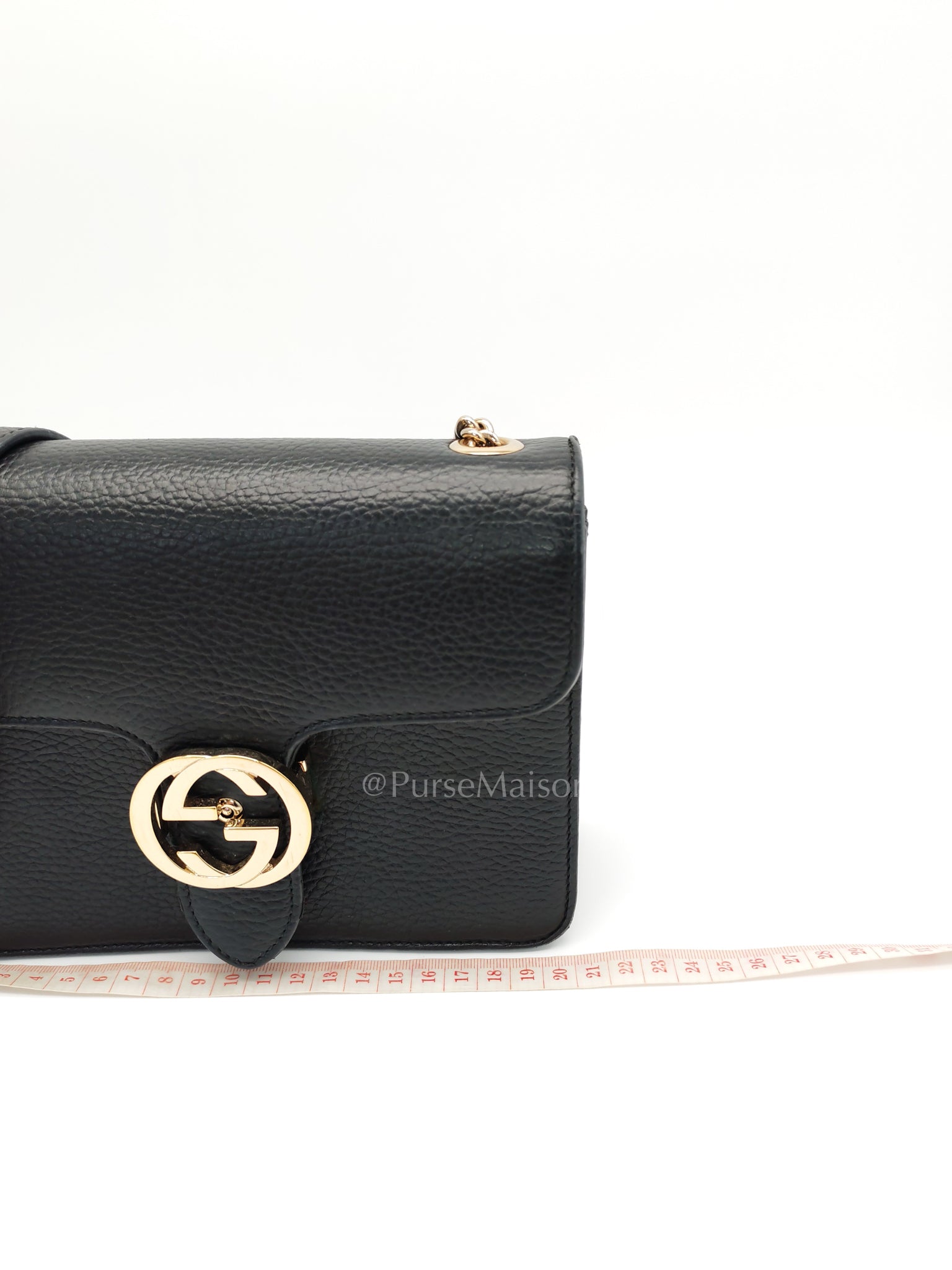 Interlocking G Small Chain Shoulder Bag in Black in Gold Hardware | Purse Maison Luxury Bags Shop