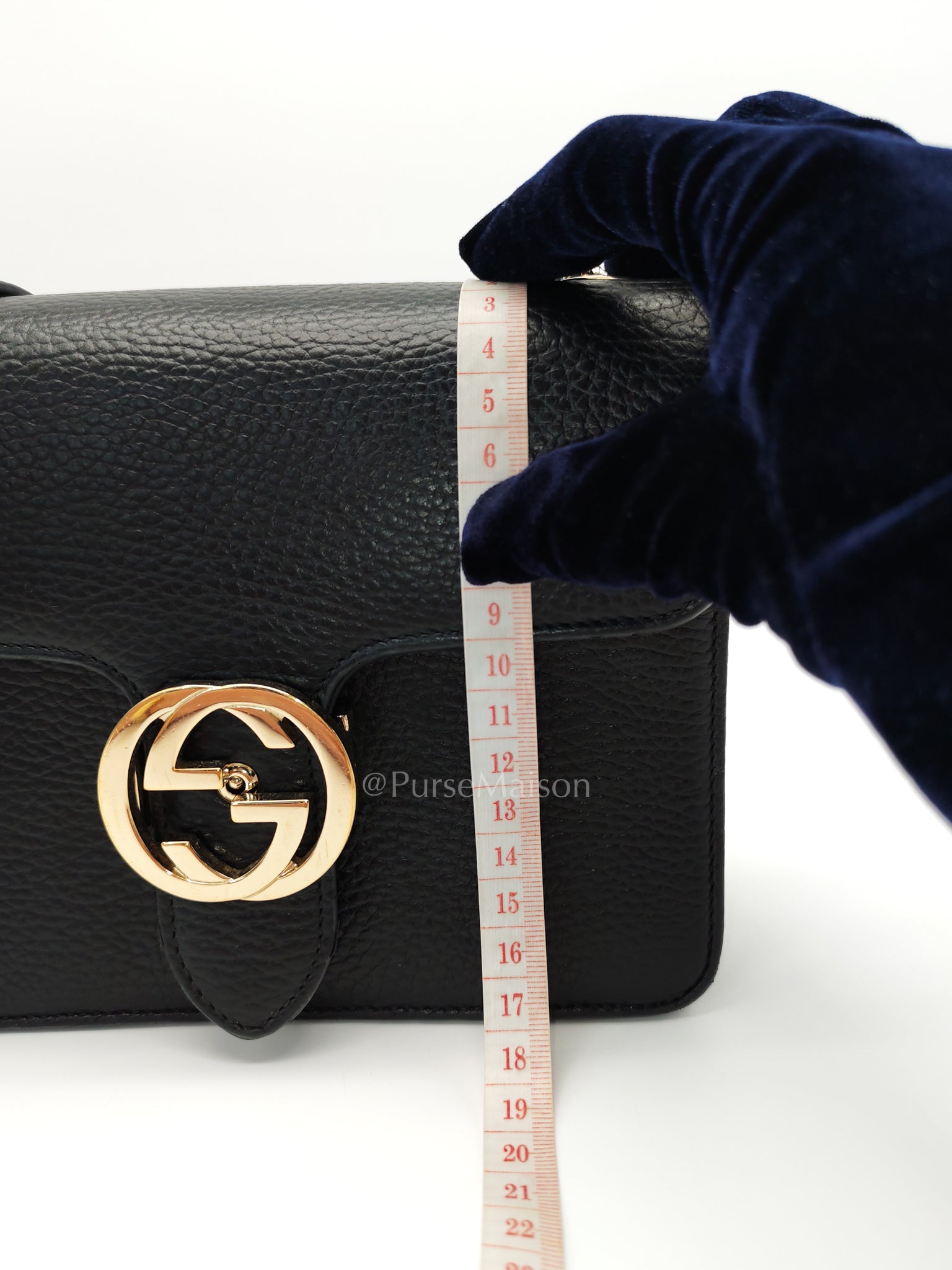 Interlocking G Small Chain Shoulder Bag in Black in Gold Hardware | Purse Maison Luxury Bags Shop