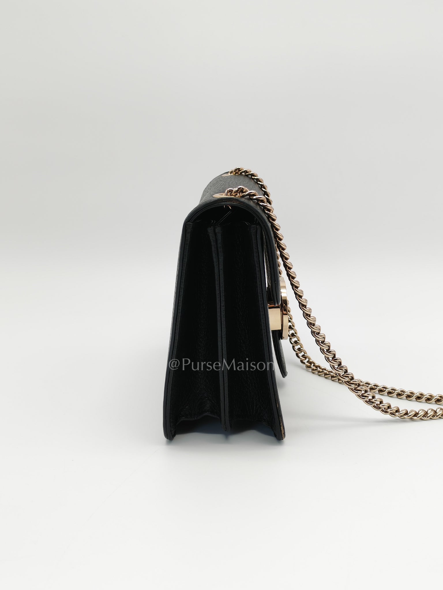 Interlocking G Small Chain Shoulder Bag in Black in Gold Hardware | Purse Maison Luxury Bags Shop