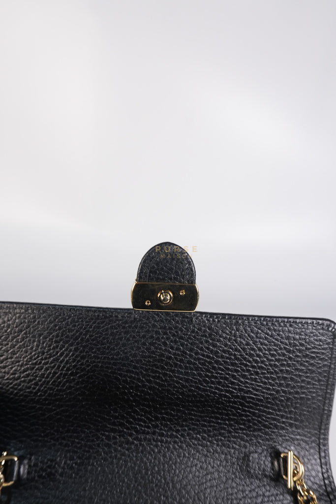 Interlocking G Wallet on Chain Black Grained Calfskin Leather | Purse Maison Luxury Bags Shop