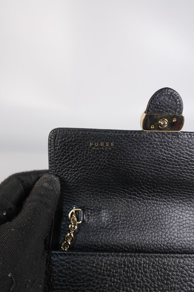 Interlocking G Wallet on Chain Black Grained Calfskin Leather | Purse Maison Luxury Bags Shop