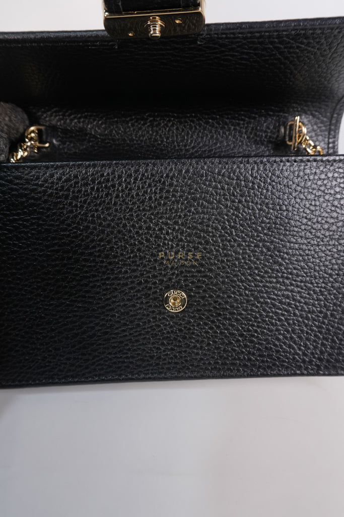 Interlocking G Wallet on Chain Black Grained Calfskin Leather | Purse Maison Luxury Bags Shop