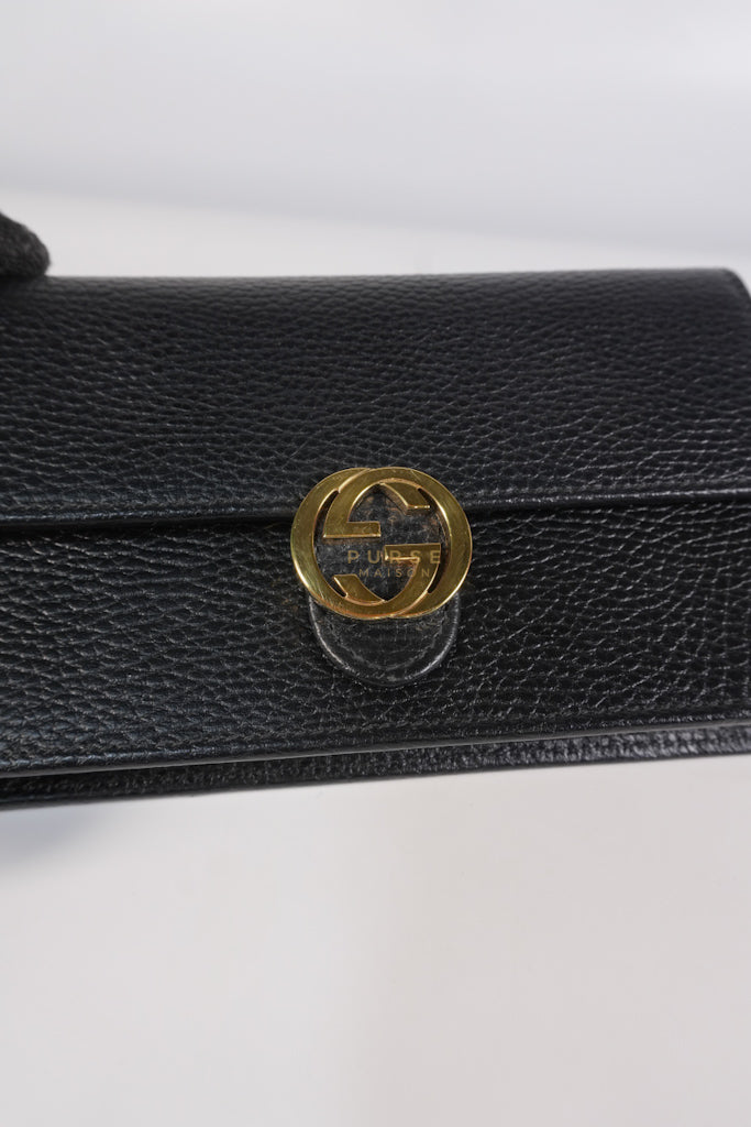 Interlocking G Wallet on Chain Black Grained Calfskin Leather | Purse Maison Luxury Bags Shop