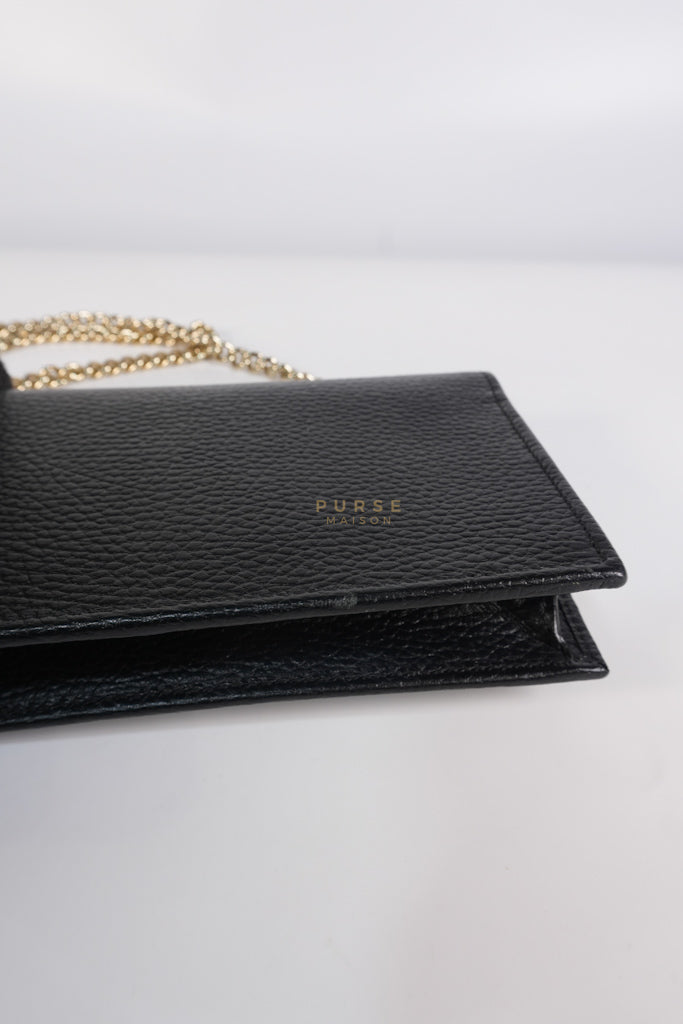 Interlocking G Wallet on Chain Black Grained Calfskin Leather | Purse Maison Luxury Bags Shop