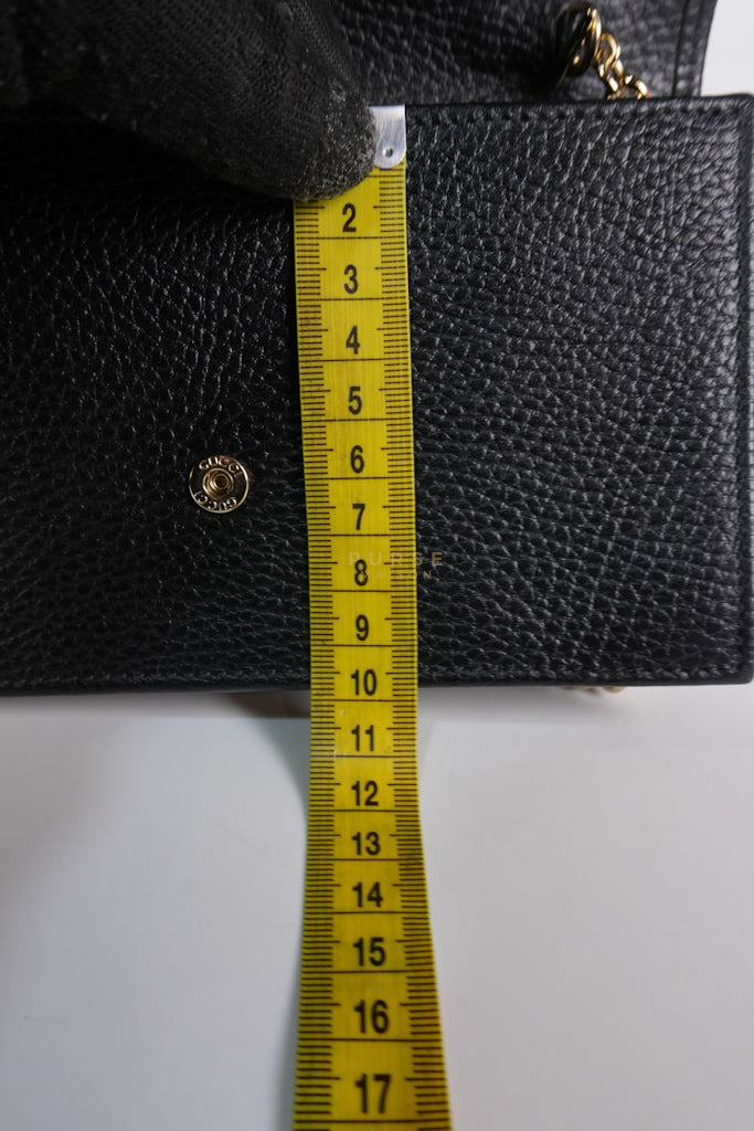 Interlocking G Wallet on Chain Black Grained Calfskin Leather | Purse Maison Luxury Bags Shop