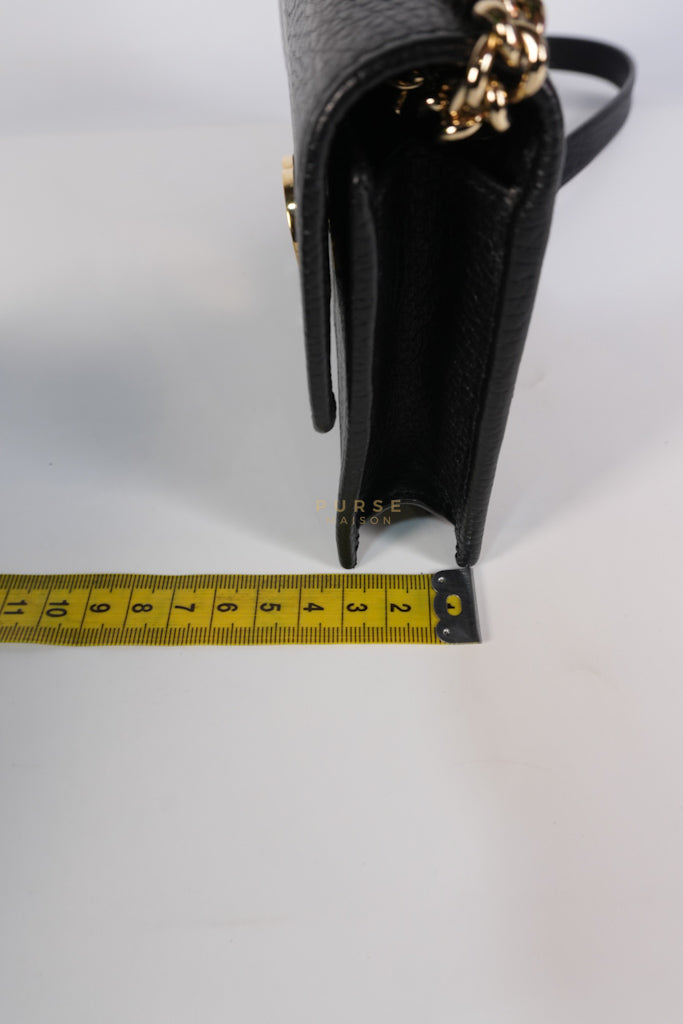 Interlocking G Wallet on Chain Black Grained Calfskin Leather | Purse Maison Luxury Bags Shop