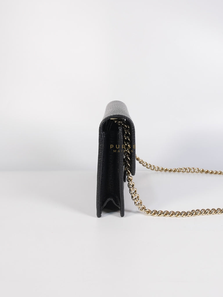 Interlocking G Wallet on Chain Black Grained Calfskin Leather | Purse Maison Luxury Bags Shop