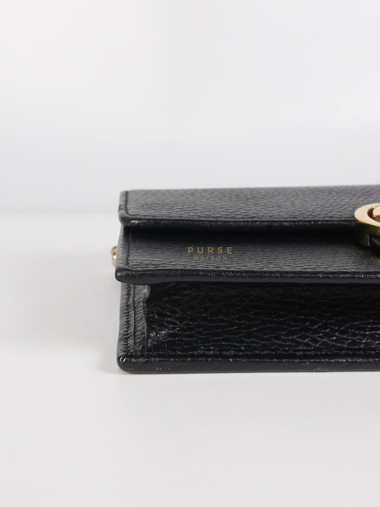 Interlocking G Wallet on Chain Black Grained Calfskin Leather | Purse Maison Luxury Bags Shop