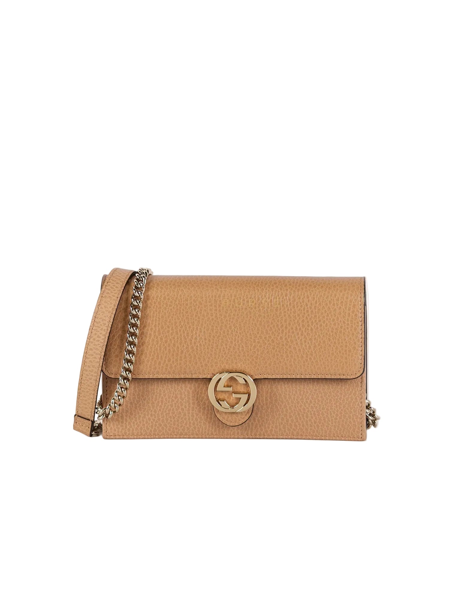 Interlocking G Wallet On Chain in Beige Calfskin Leather | Purse Maison Luxury Bags Shop