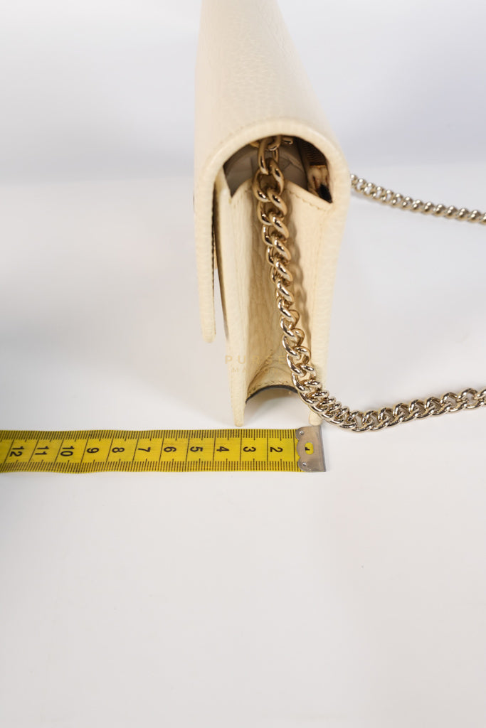 Interlocking G Wallet on Chain Ivory White in Grained Calfskin Leather | Purse Maison Luxury Bags Shop