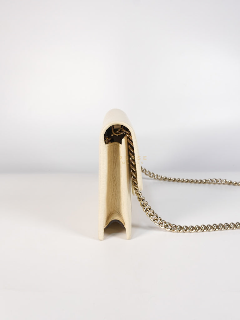 Interlocking G Wallet on Chain Ivory White in Grained Calfskin Leather | Purse Maison Luxury Bags Shop