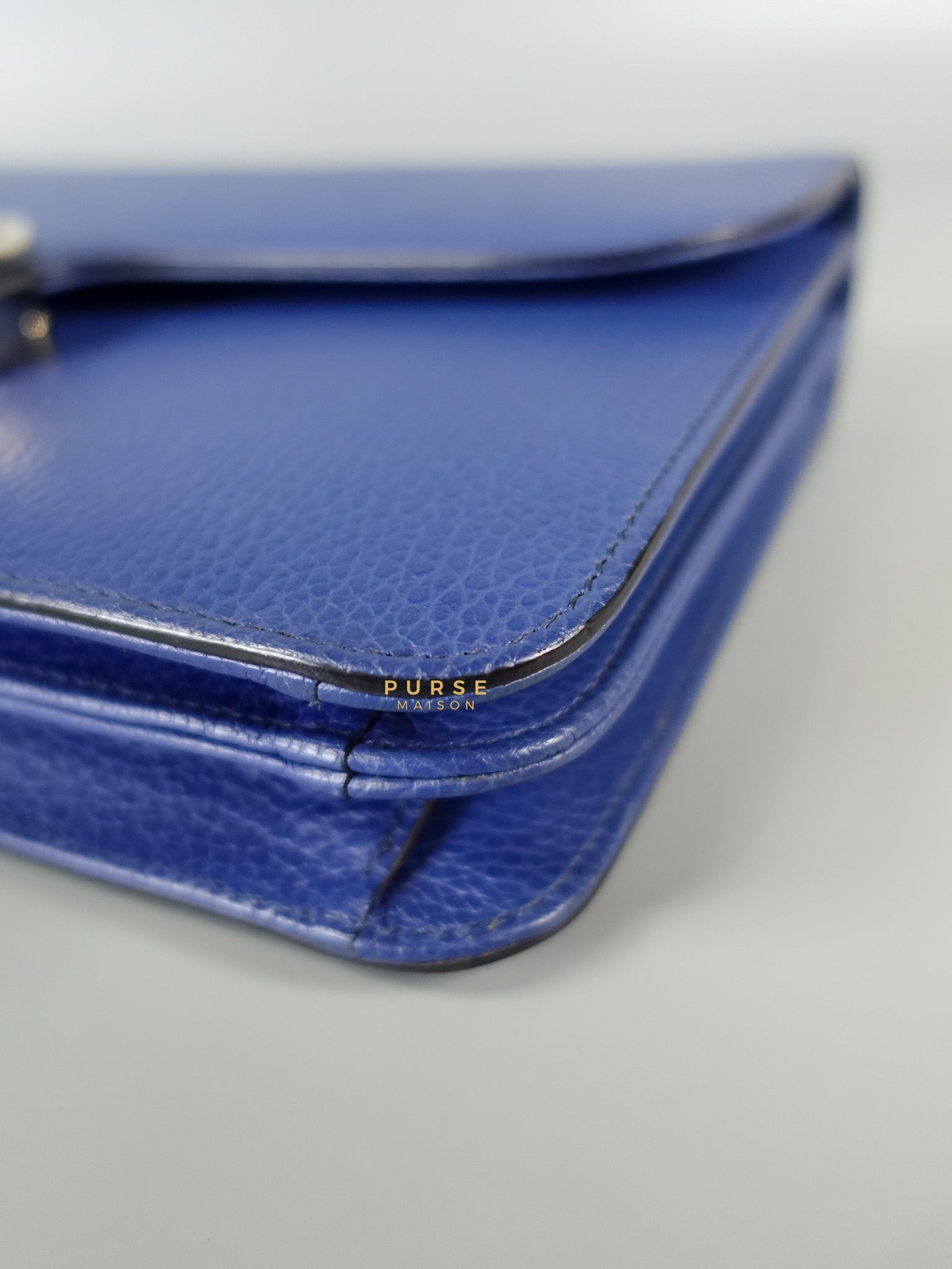 Interlocking Small Blue Leather Marmont Chain Handbag and Silver Hardware | Purse Maison Luxury Bags Shop