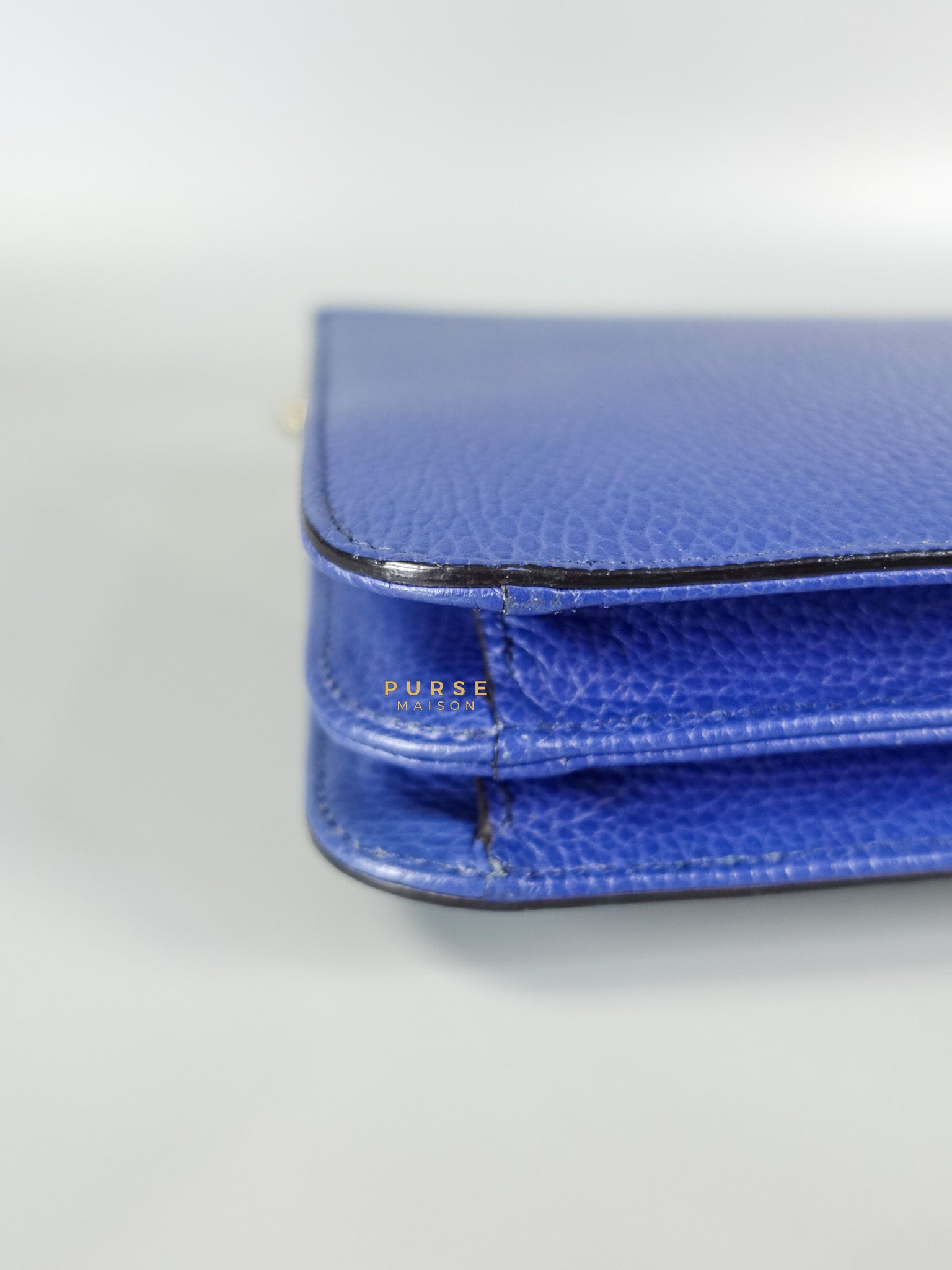 Interlocking Small Blue Leather Marmont Chain Handbag and Silver Hardware | Purse Maison Luxury Bags Shop