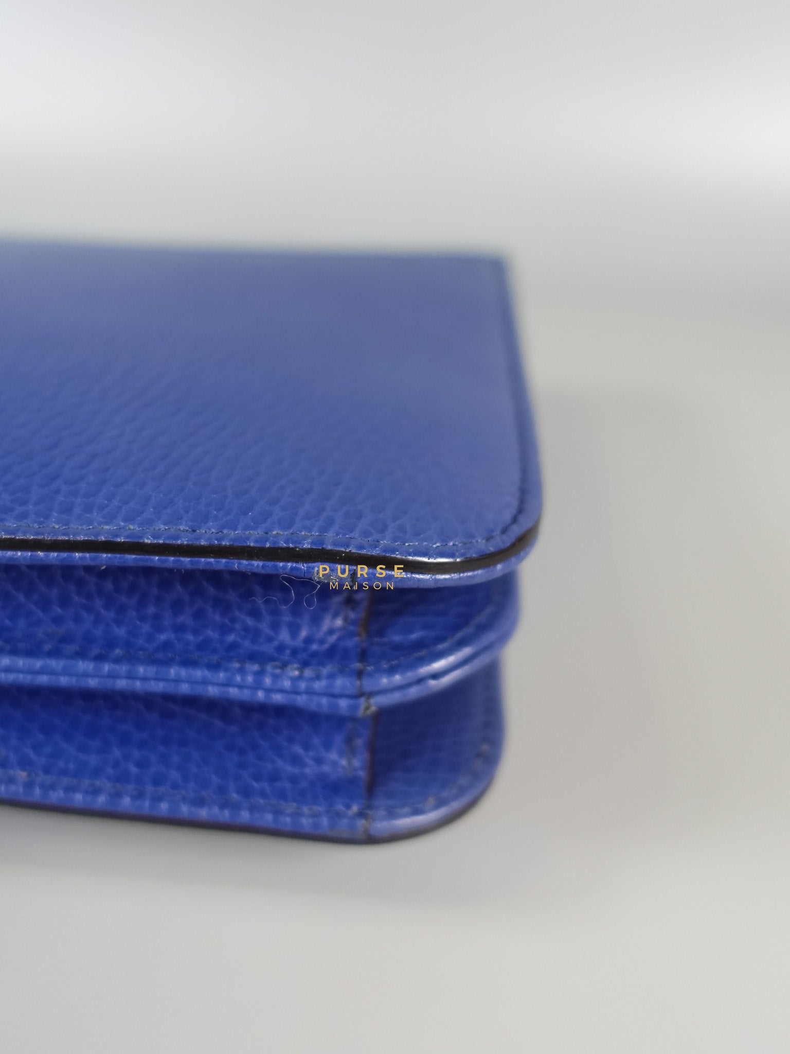 Interlocking Small Blue Leather Marmont Chain Handbag and Silver Hardware | Purse Maison Luxury Bags Shop