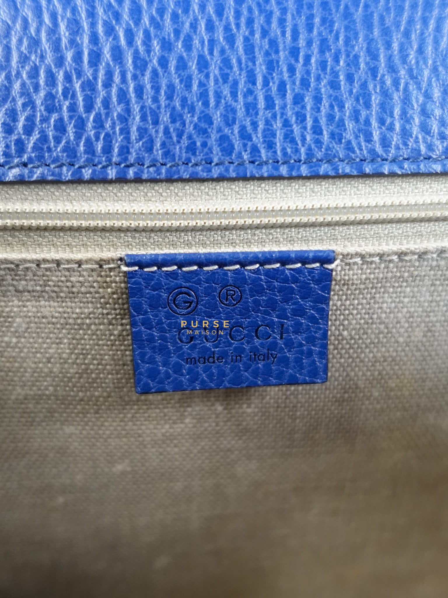 Interlocking Small Blue Leather Marmont Chain Handbag and Silver Hardware | Purse Maison Luxury Bags Shop