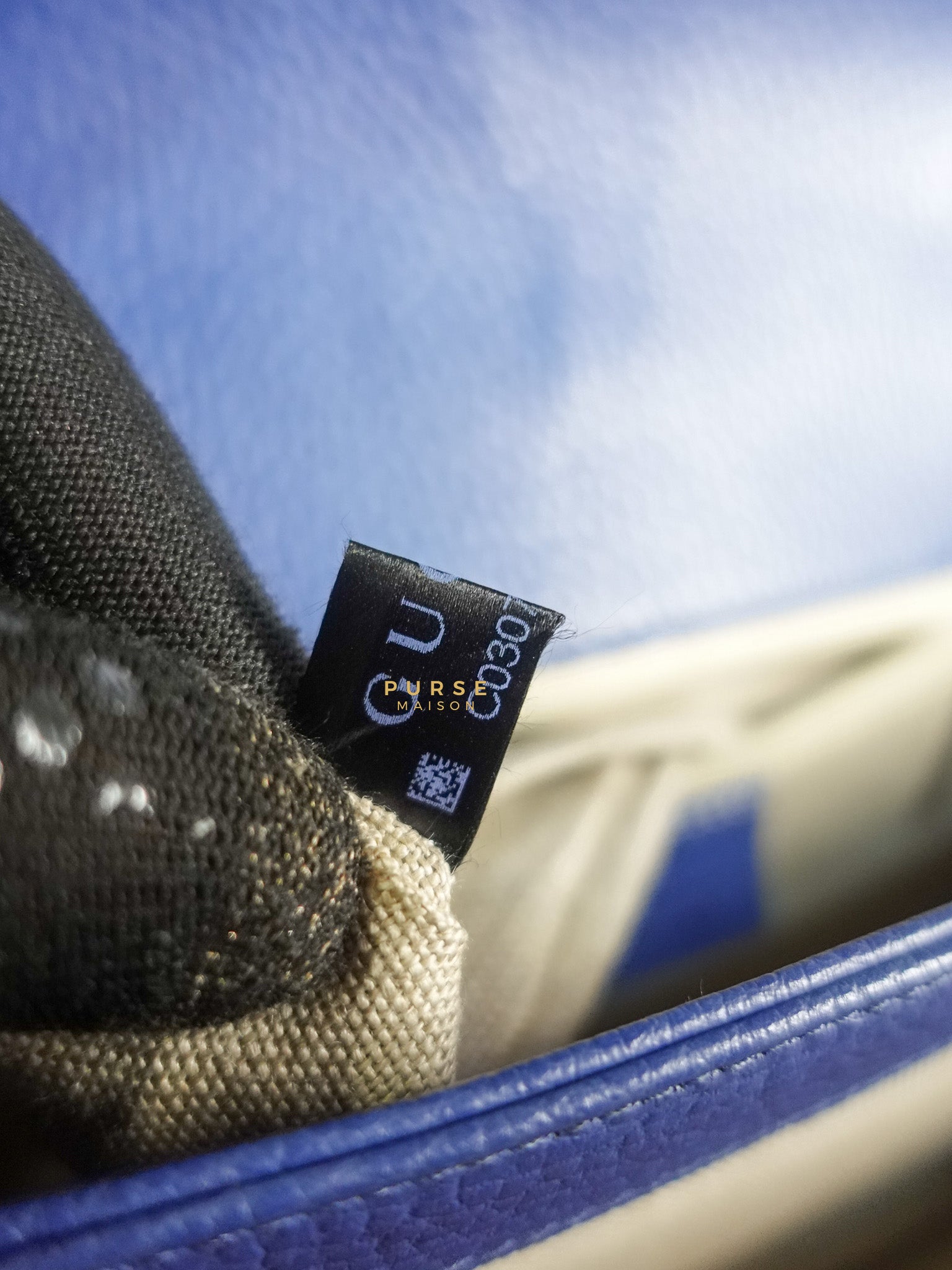 Interlocking Small Blue Leather Marmont Chain Handbag and Silver Hardware | Purse Maison Luxury Bags Shop