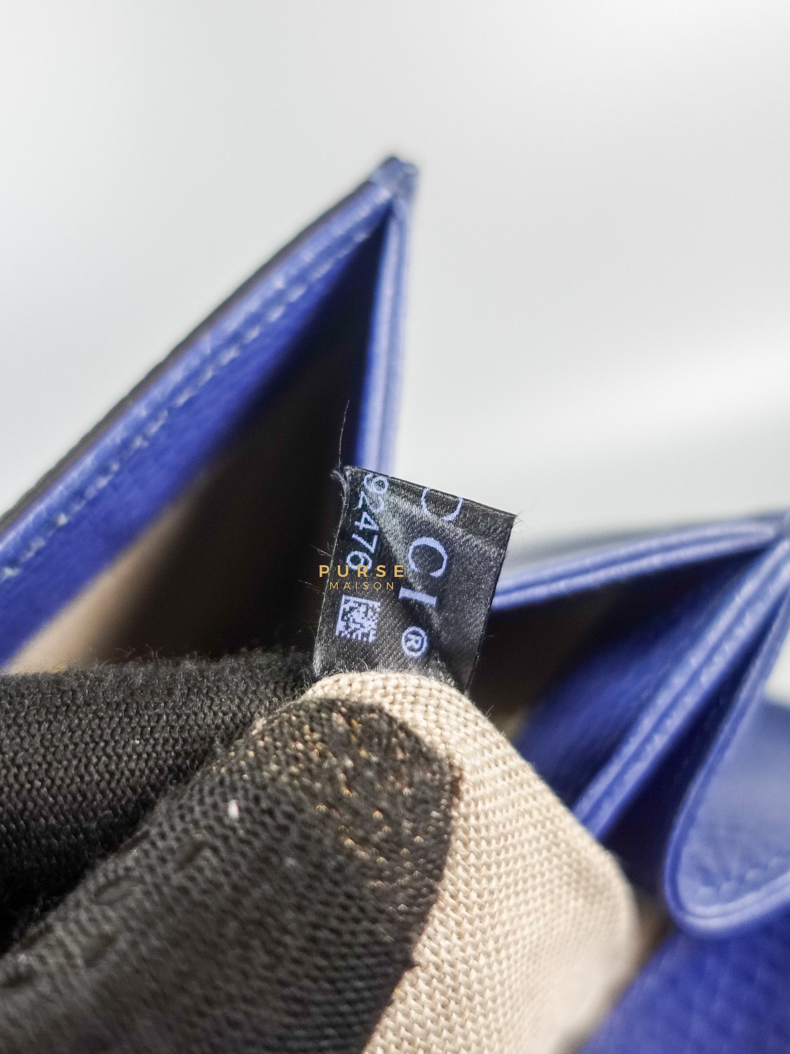 Interlocking Small Blue Leather Marmont Chain Handbag and Silver Hardware | Purse Maison Luxury Bags Shop