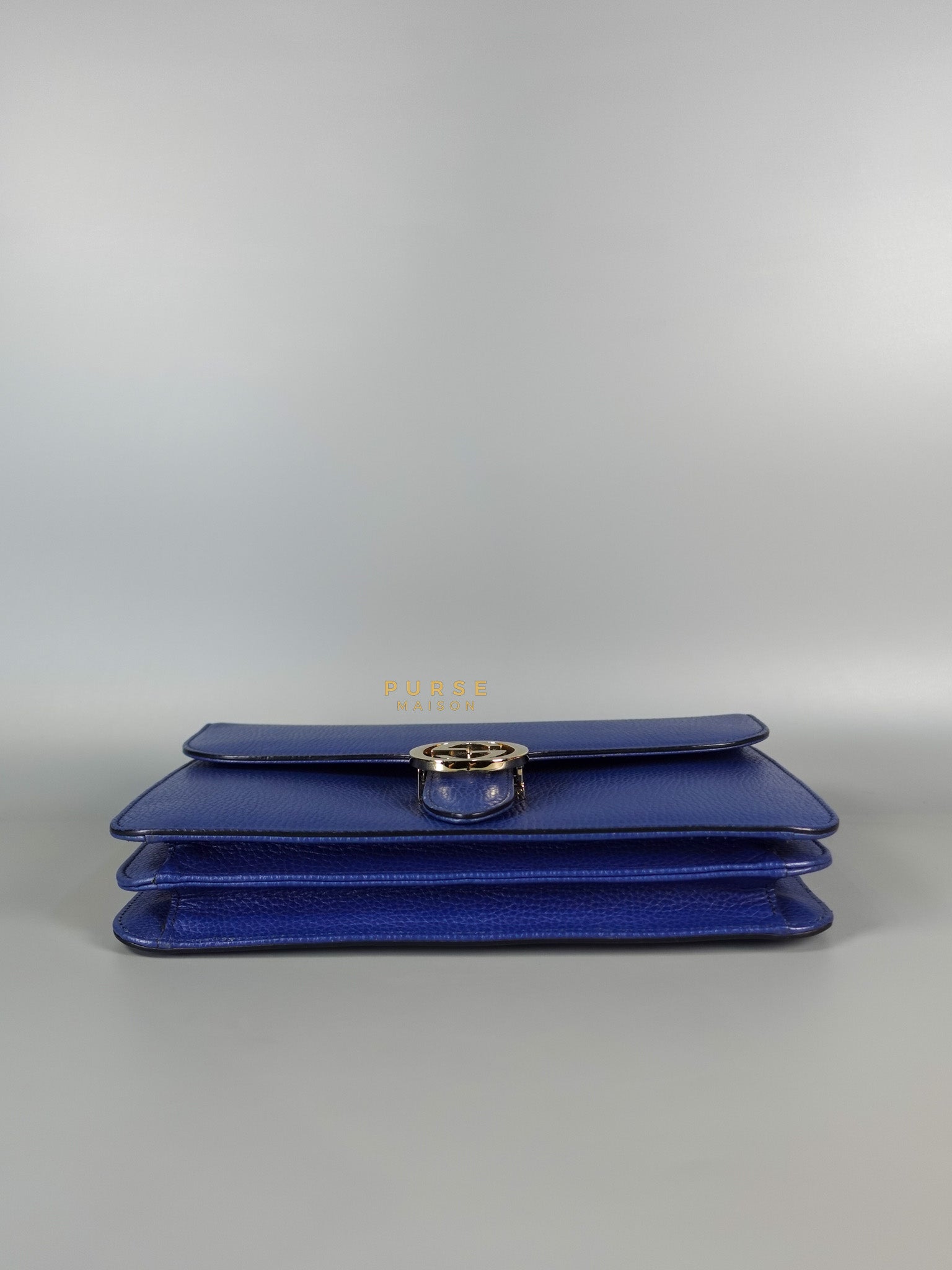 Interlocking Small Blue Leather Marmont Chain Handbag and Silver Hardware | Purse Maison Luxury Bags Shop