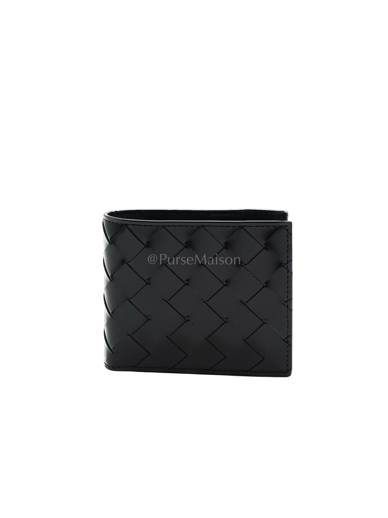 Intrecciato Bi-fold Wallet Black | Purse Maison Luxury Bags Shop